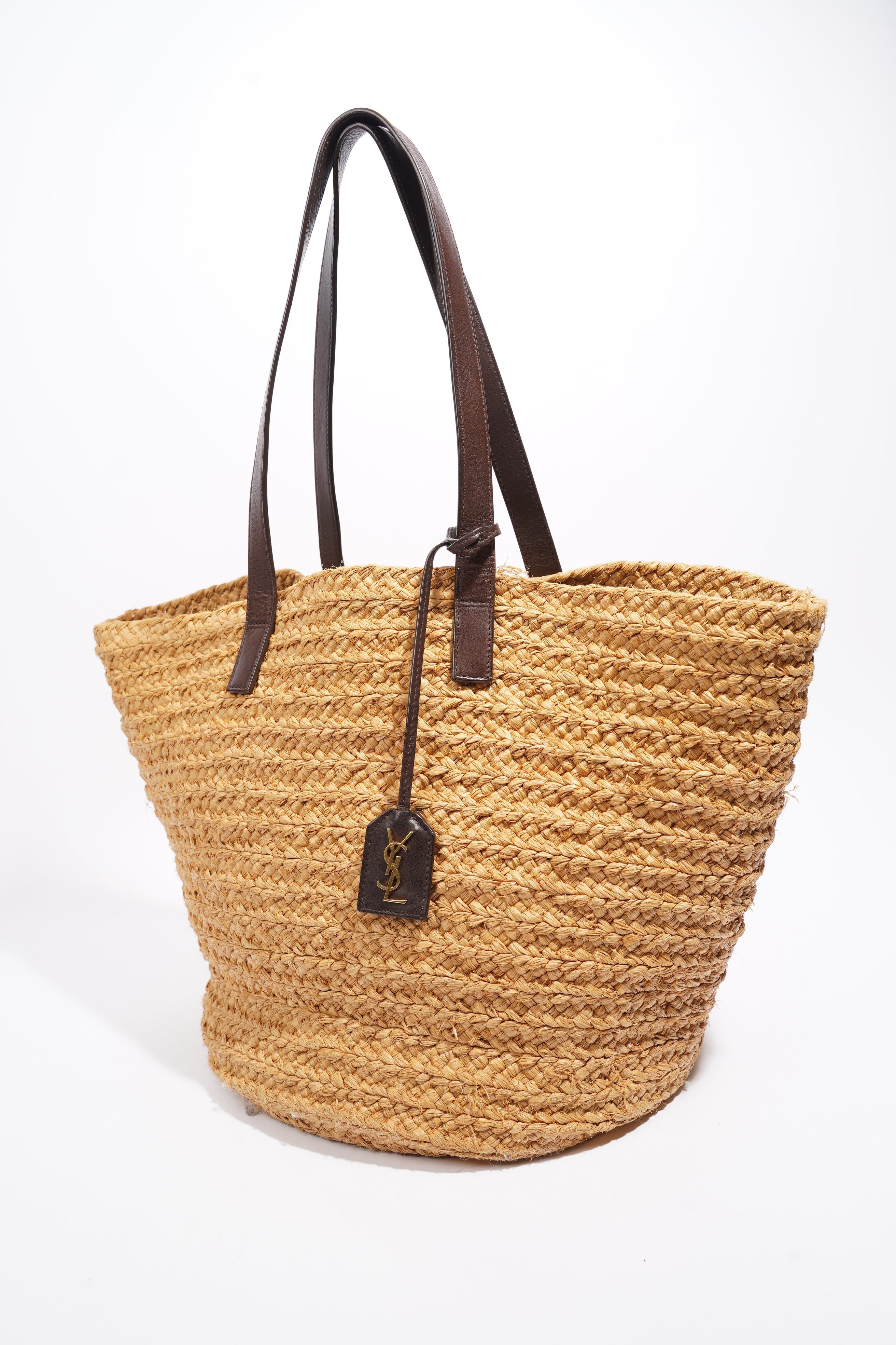 Saint Laurent Panier Tote Bag Beige Raffia Medium