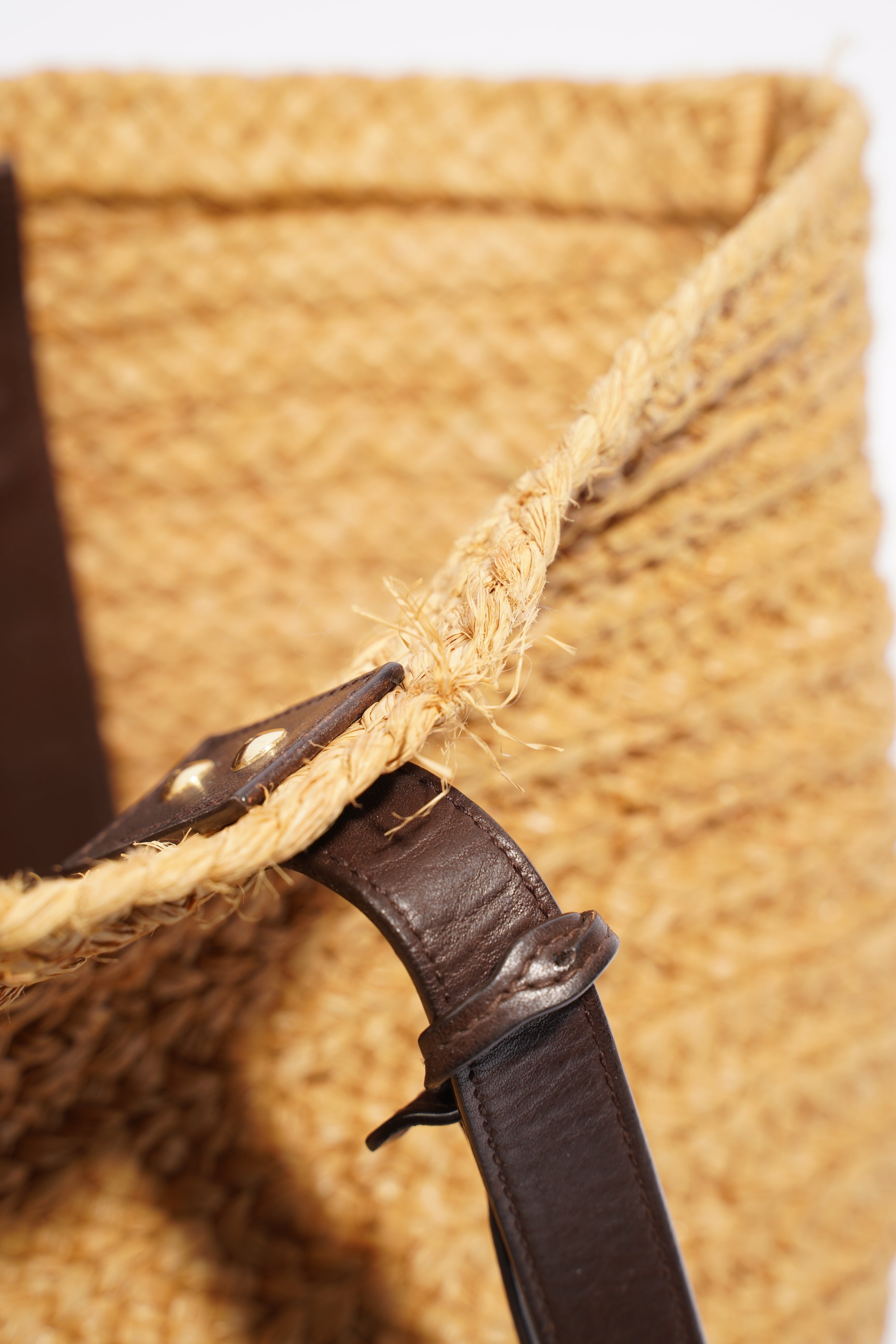 Saint Laurent Panier Tote Bag Beige Raffia Medium