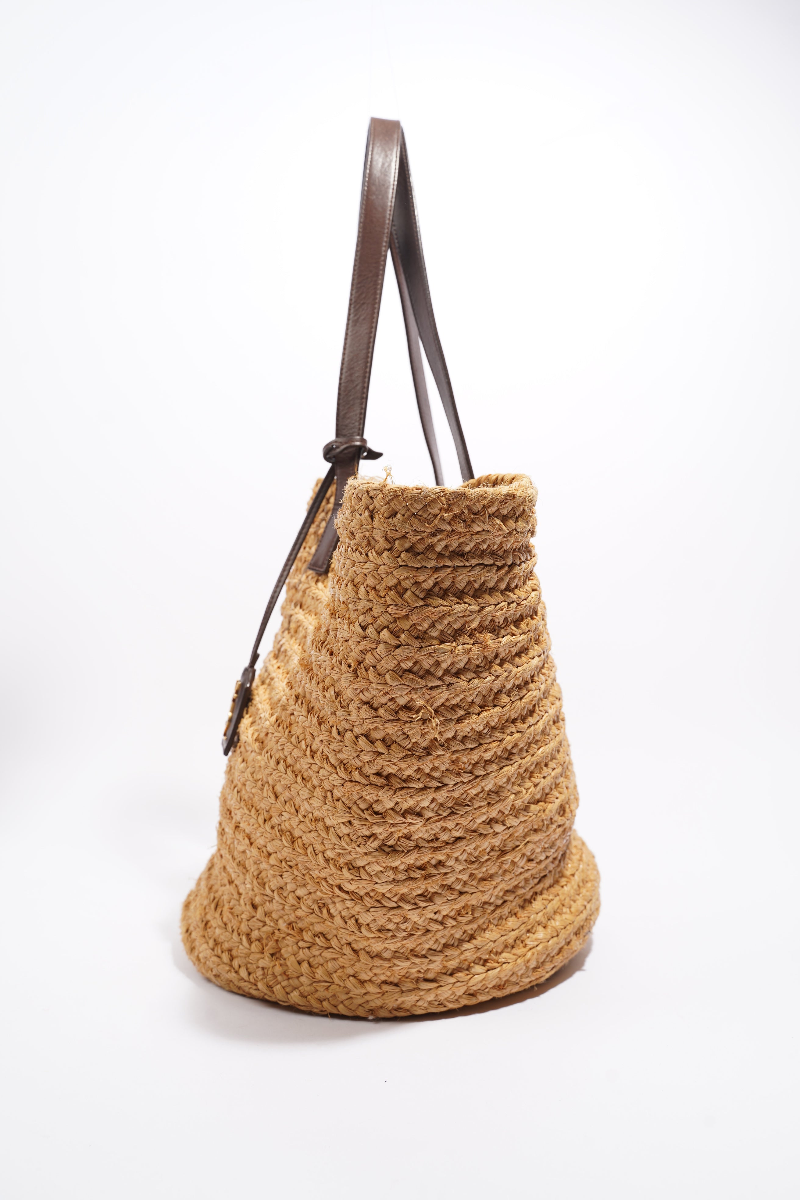 Saint Laurent Panier Tote Bag Beige Raffia Medium