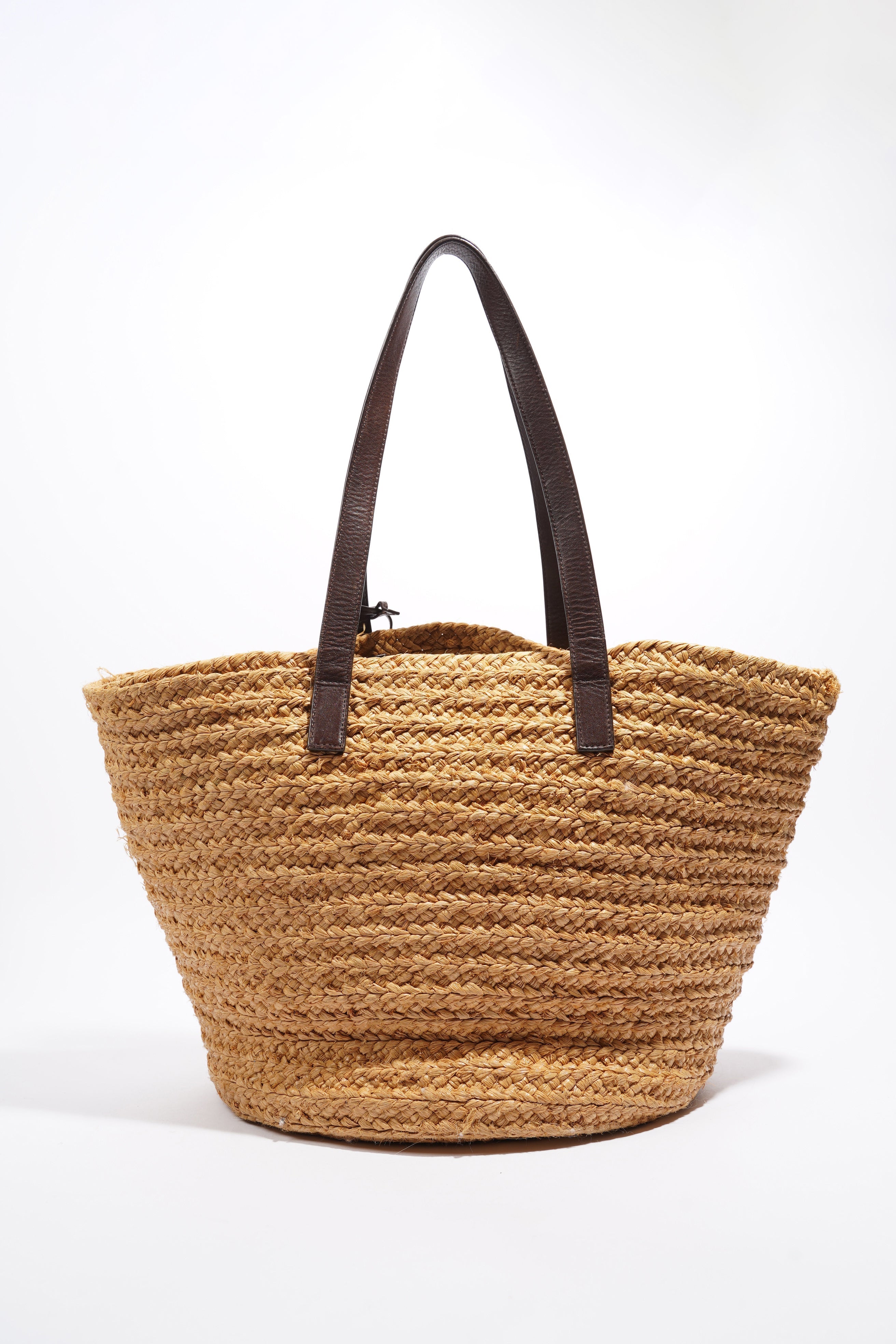 Saint Laurent Panier Tote Bag Beige Raffia Medium