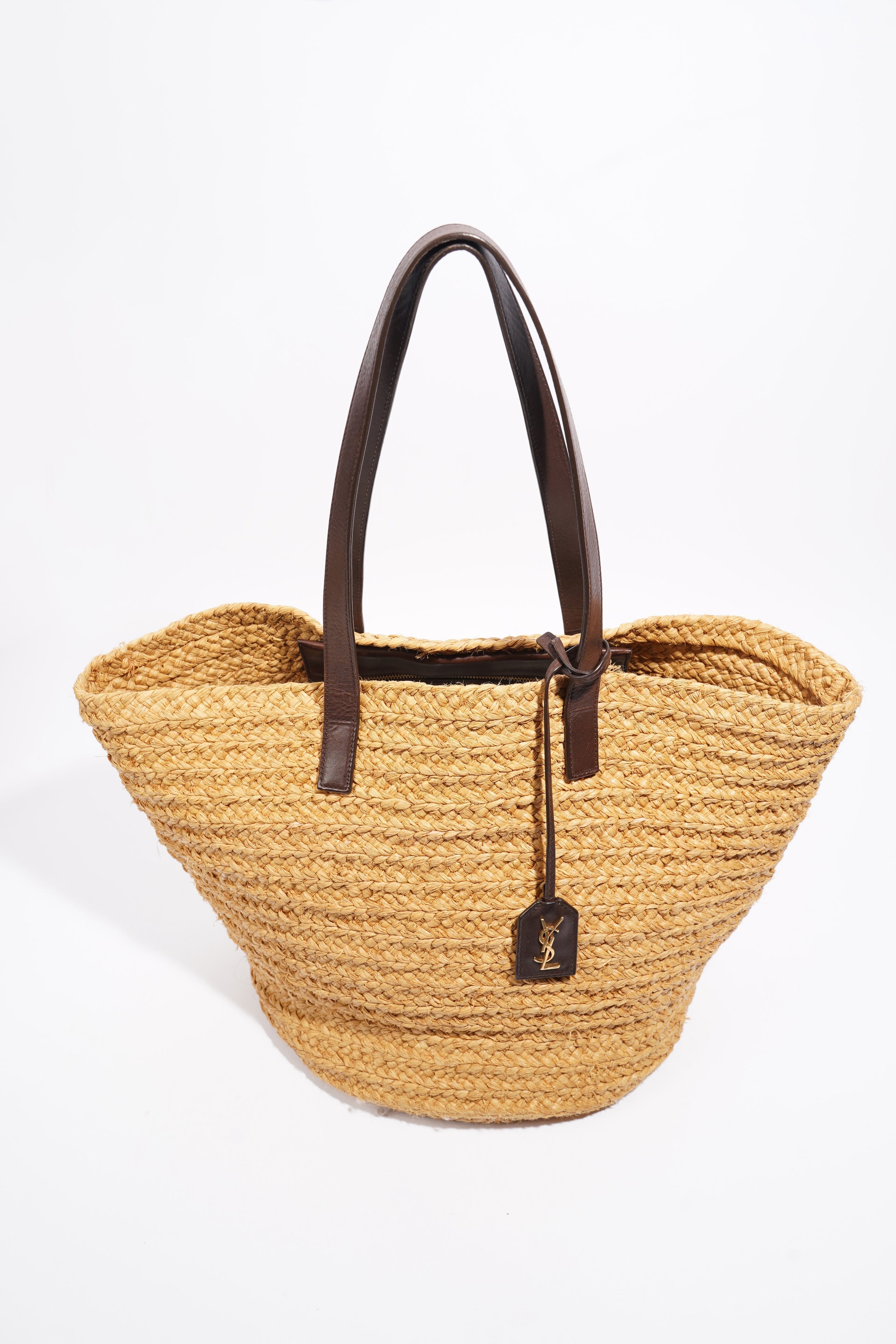 Saint Laurent Panier Tote Bag Beige Raffia Medium