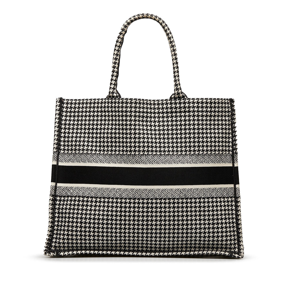 Dior Book Tote Houndstooth Embroidered Bicolor Canvas