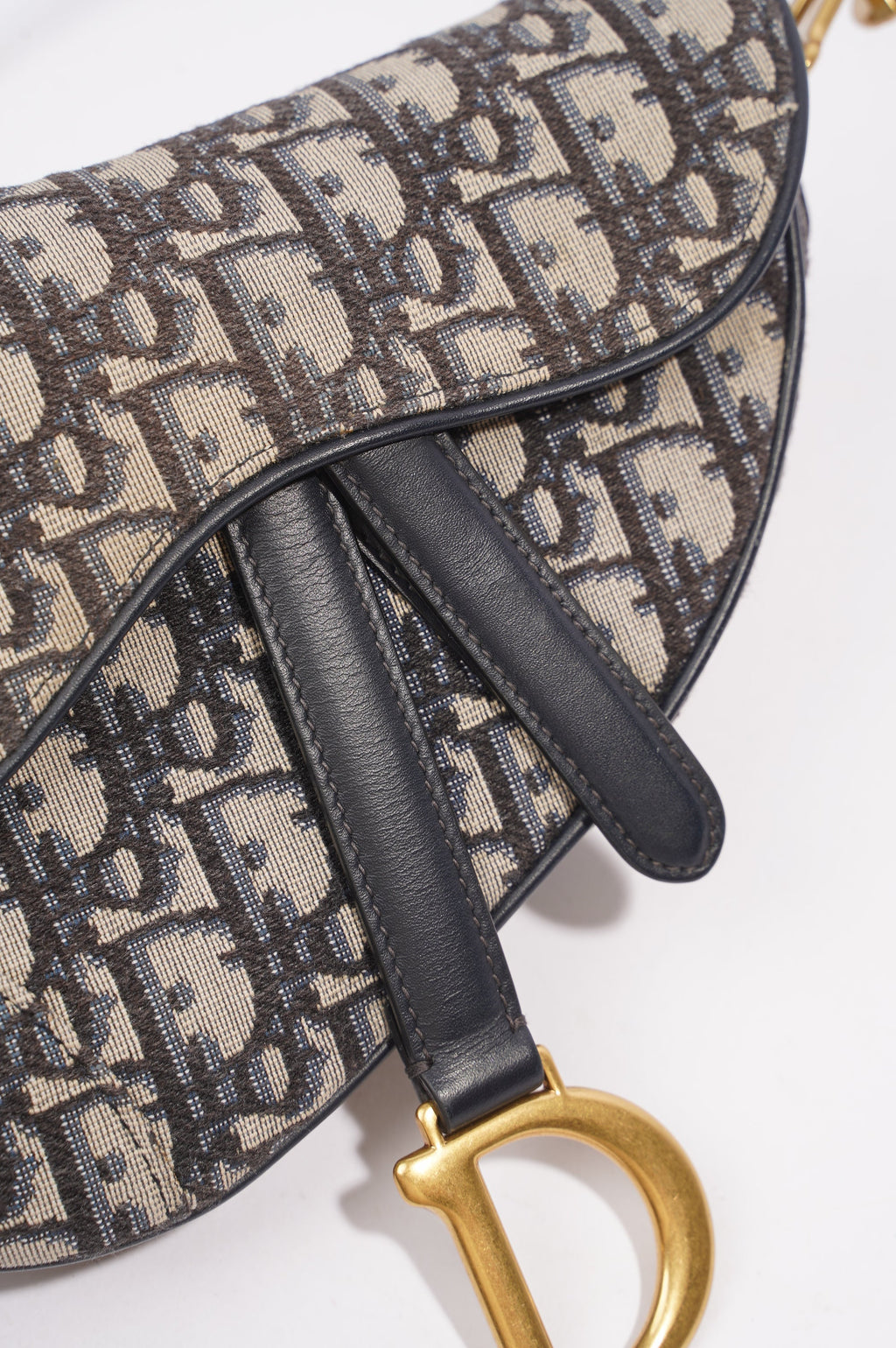 Christian Dior Saddle Bag Monogram / Navy Blue Canvas Mini