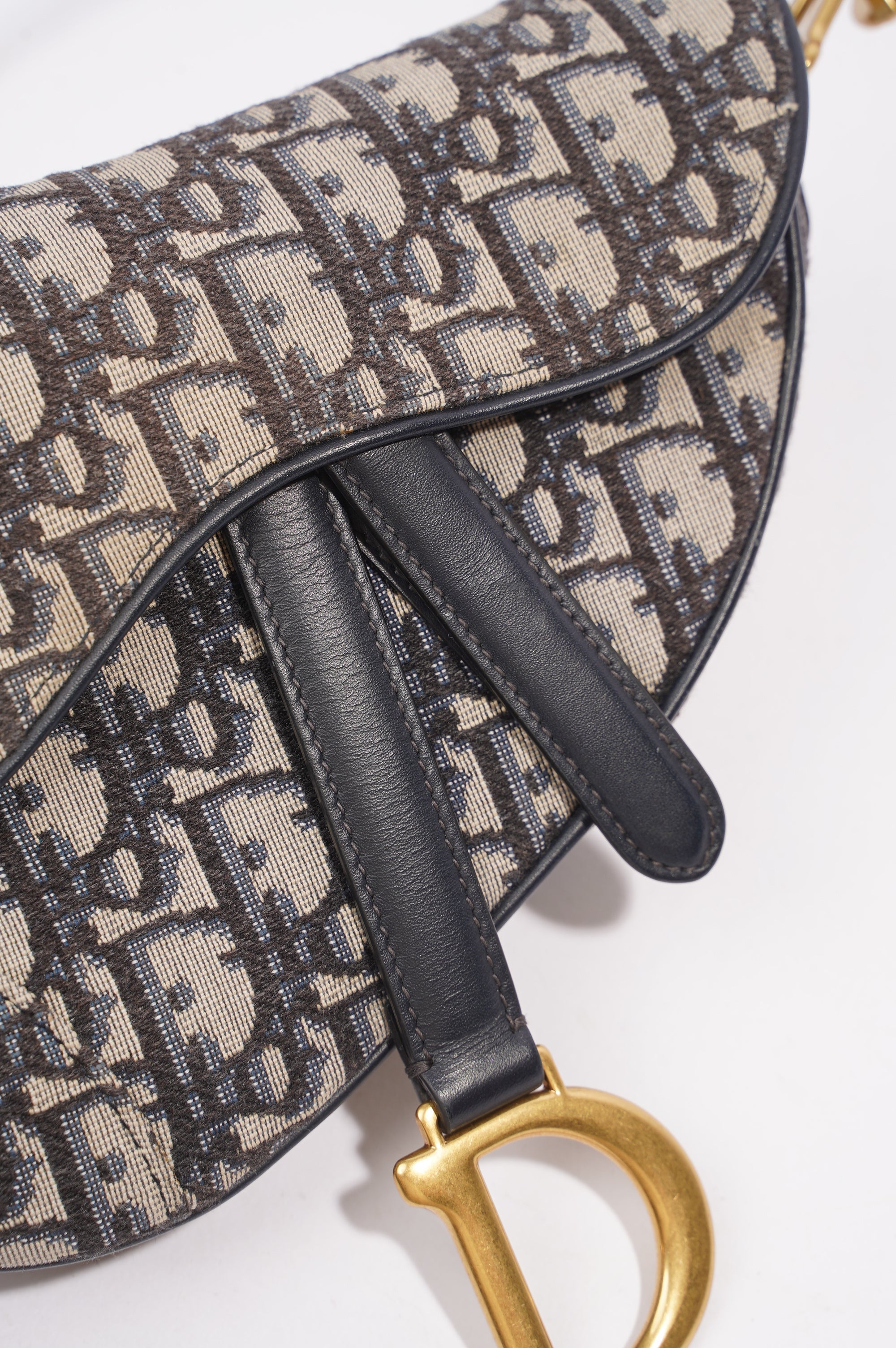 Christian Dior Saddle Bag Monogram / Navy Blue Canvas Mini