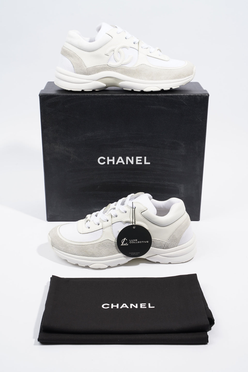 Chanel CC Logo Sneaker White Suede EU 38 UK 5