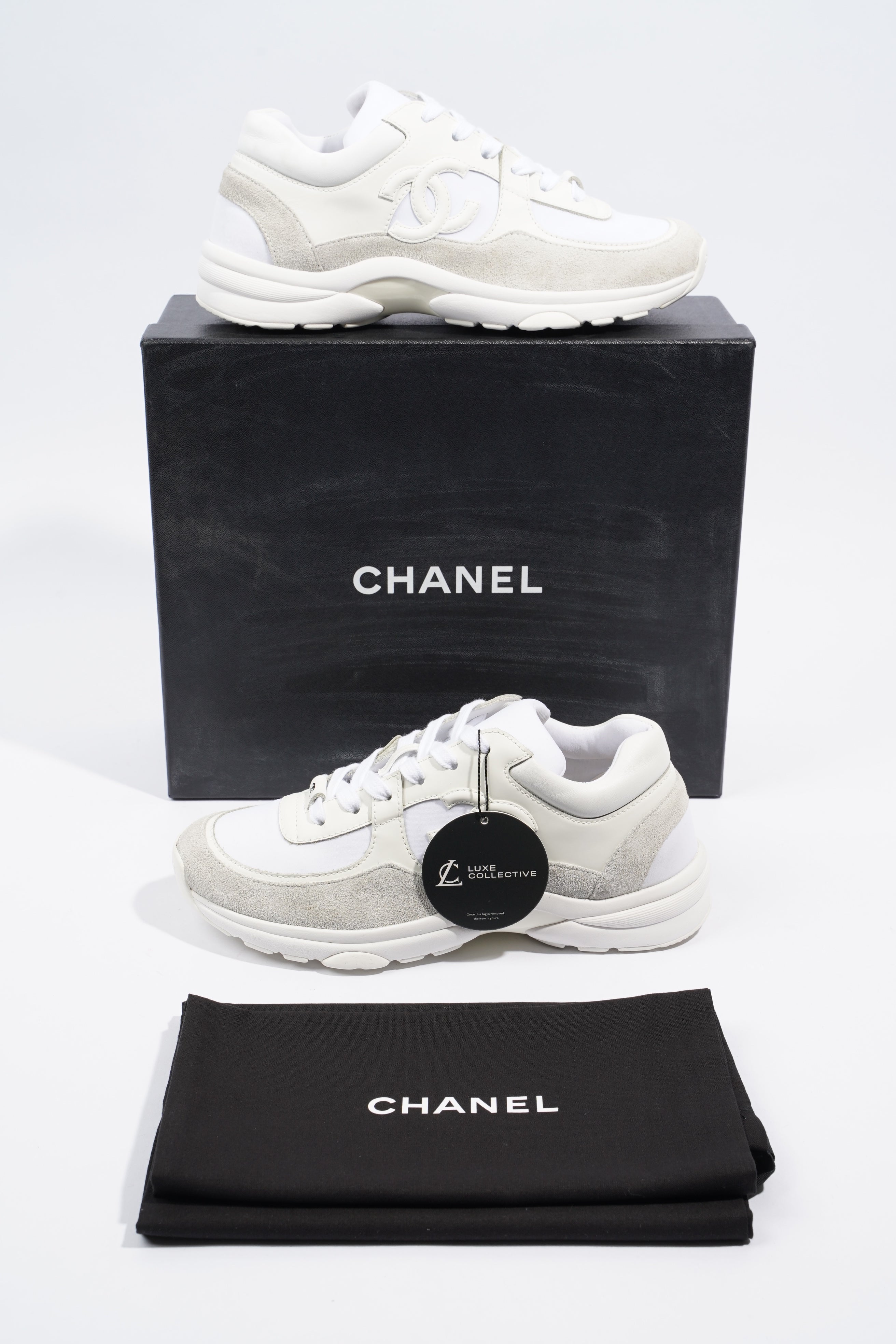Chanel CC Logo Sneaker White Suede EU 38 UK 5