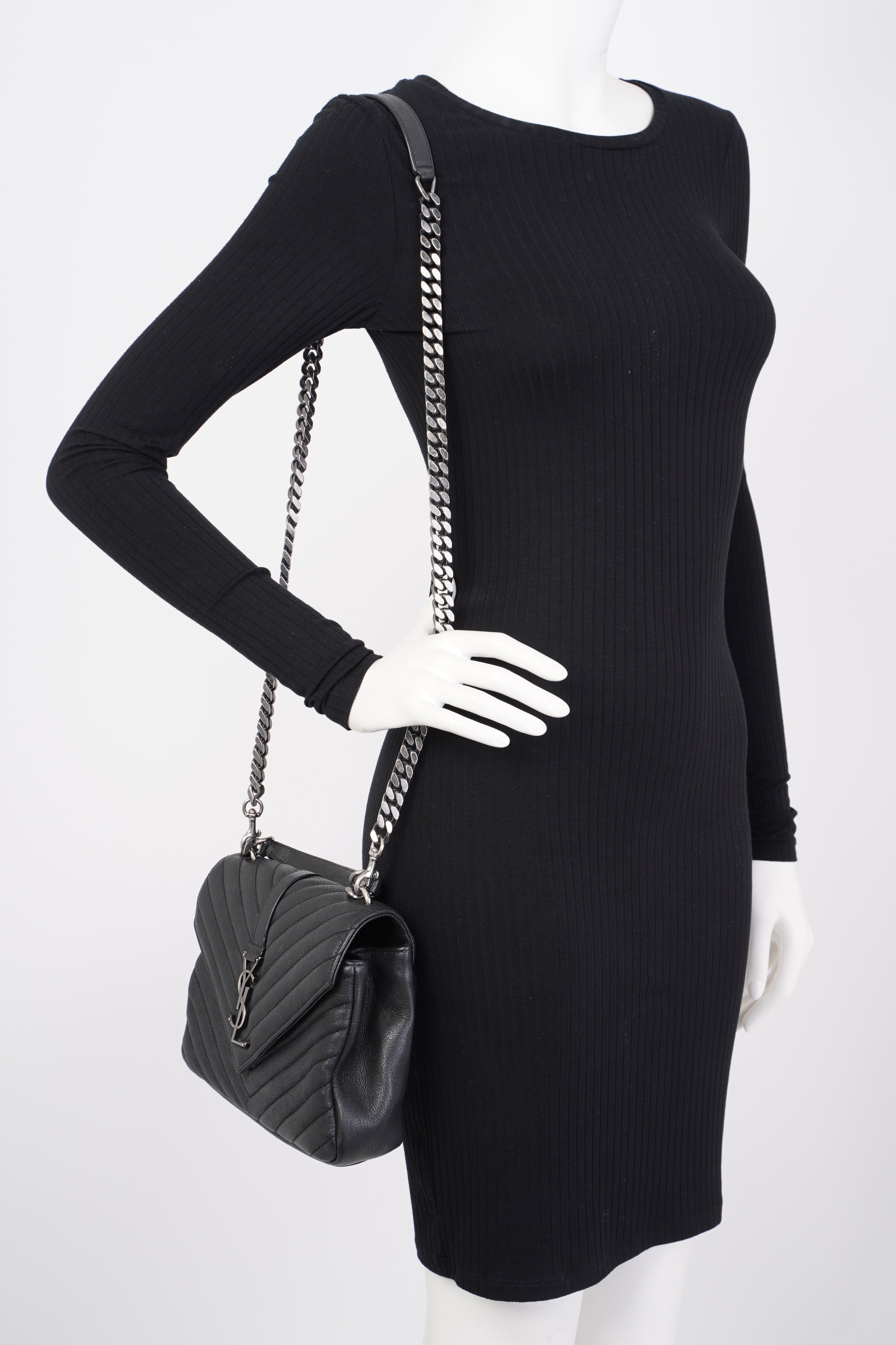 Saint Laurent College Medium Black Leather
