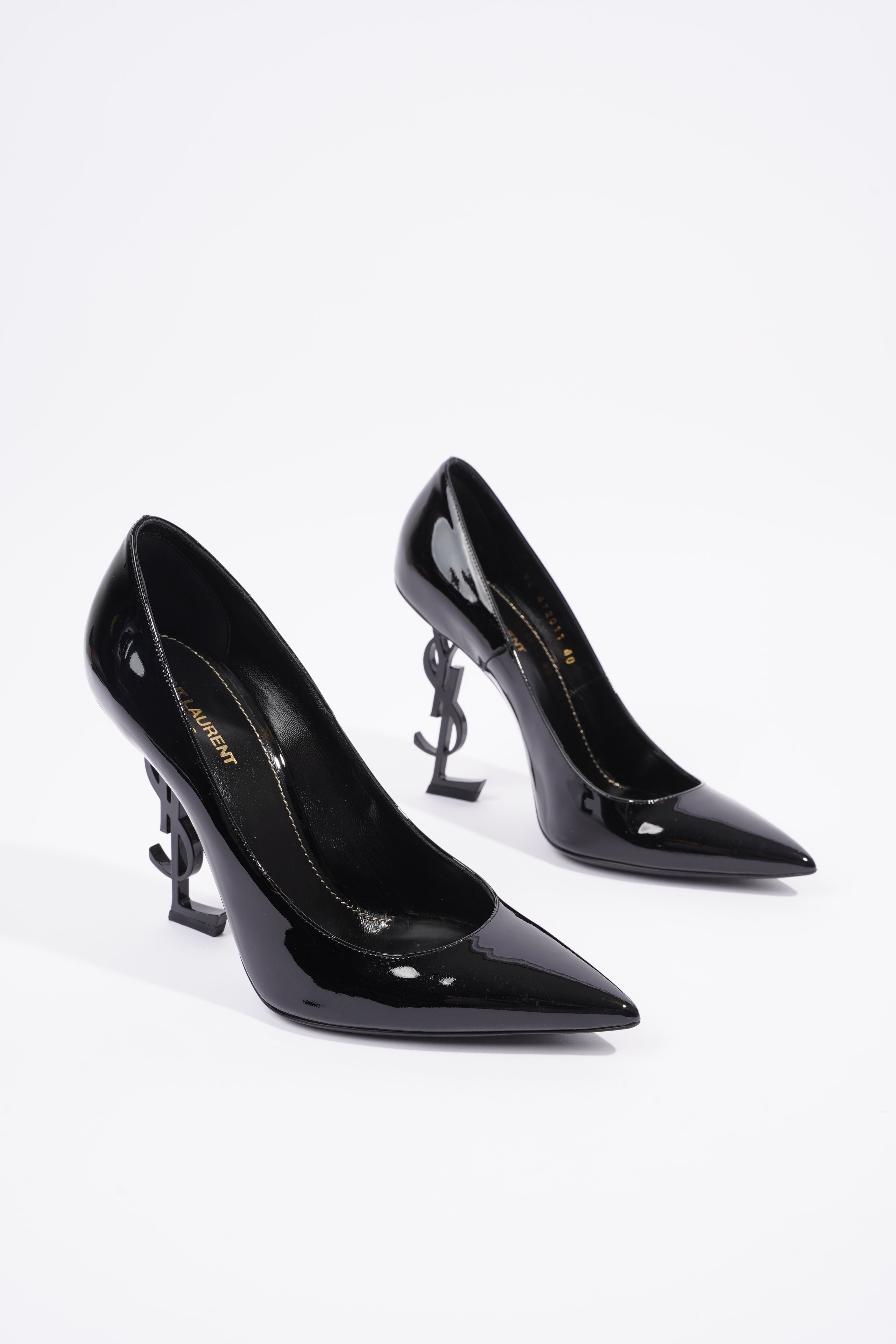 Saint Laurent Opyum Heels 110 Black Patent Leather EU 40 UK 7
