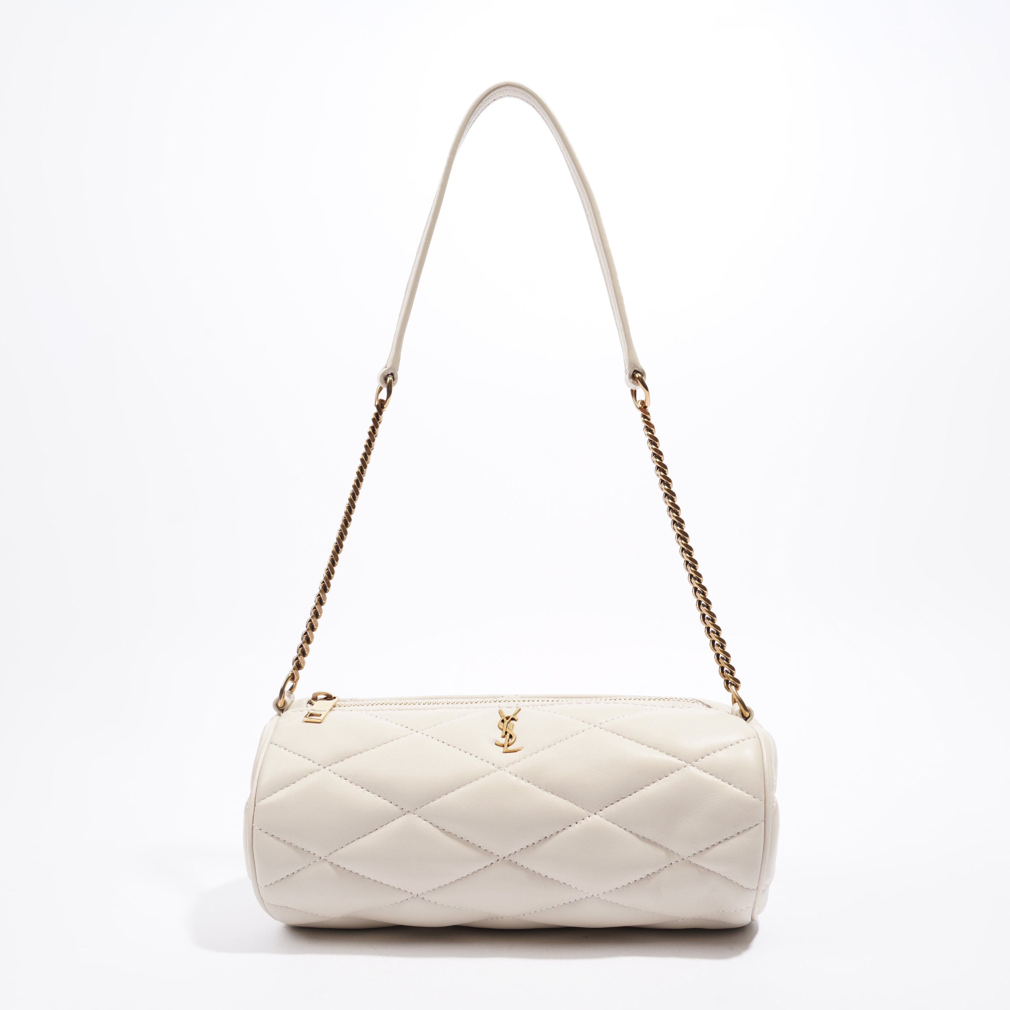 Saint Laurent Sade Tube Mini White Lambskin Leather
