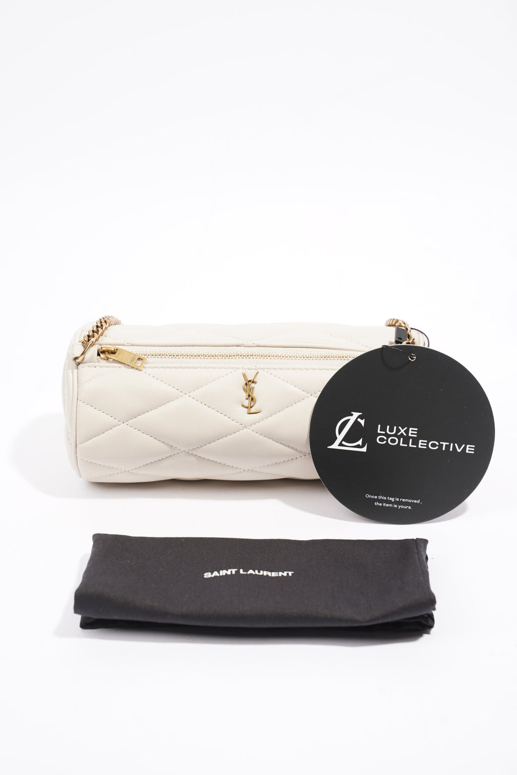 Saint Laurent Sade Tube Mini White Lambskin Leather