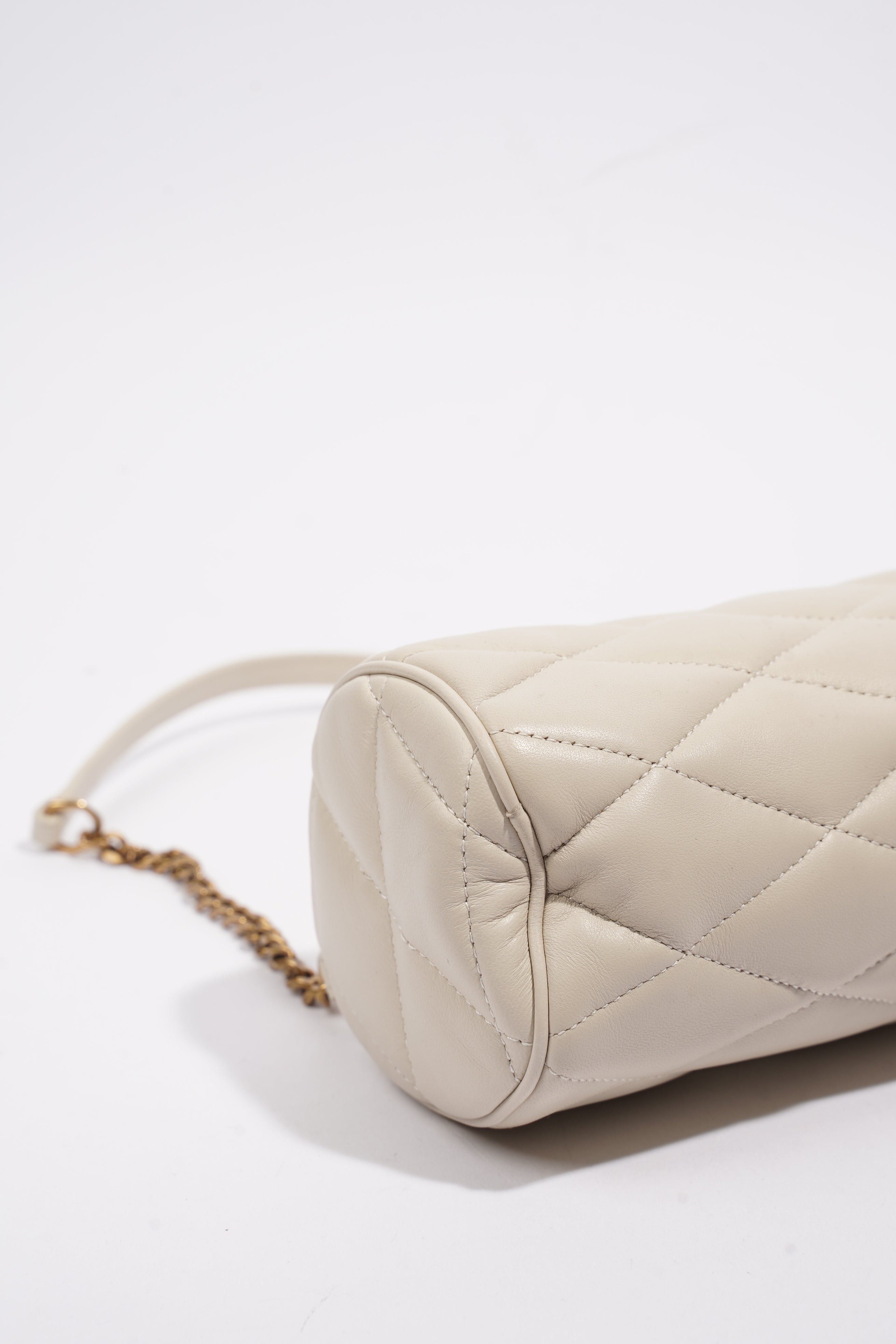 Saint Laurent Sade Tube Mini White Lambskin Leather