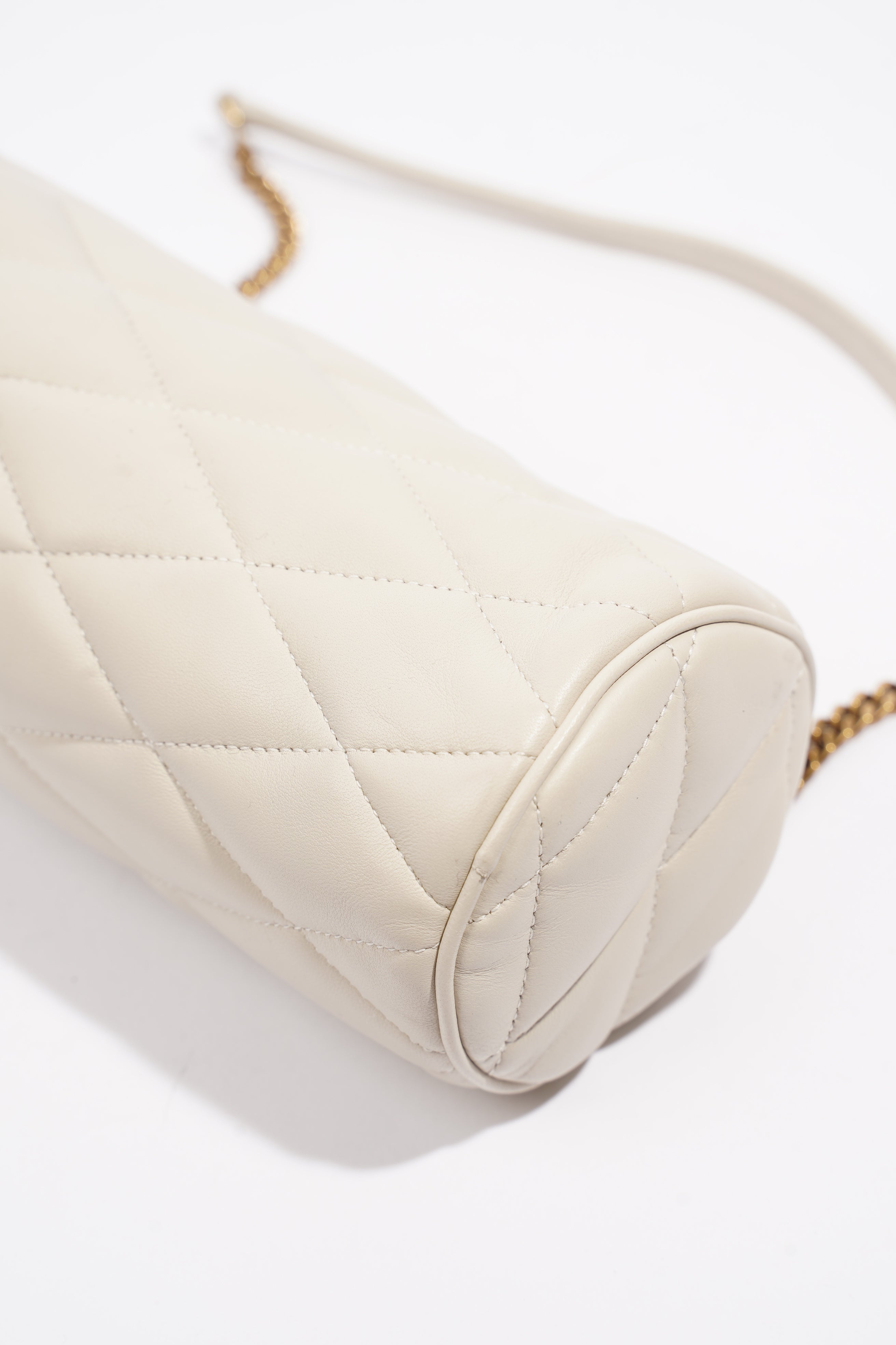 Saint Laurent Sade Tube Mini White Lambskin Leather