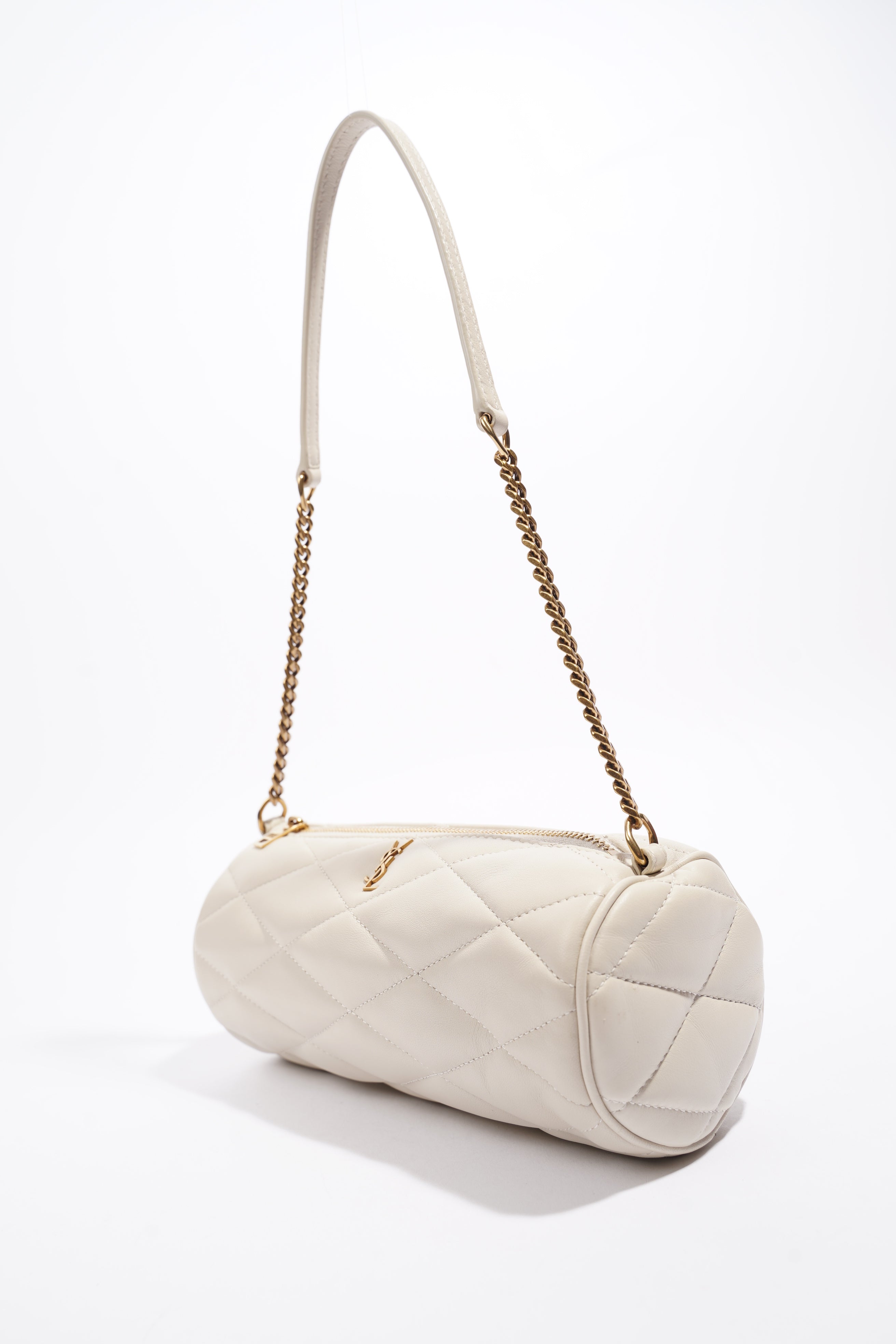 Saint Laurent Sade Tube Mini White Lambskin Leather