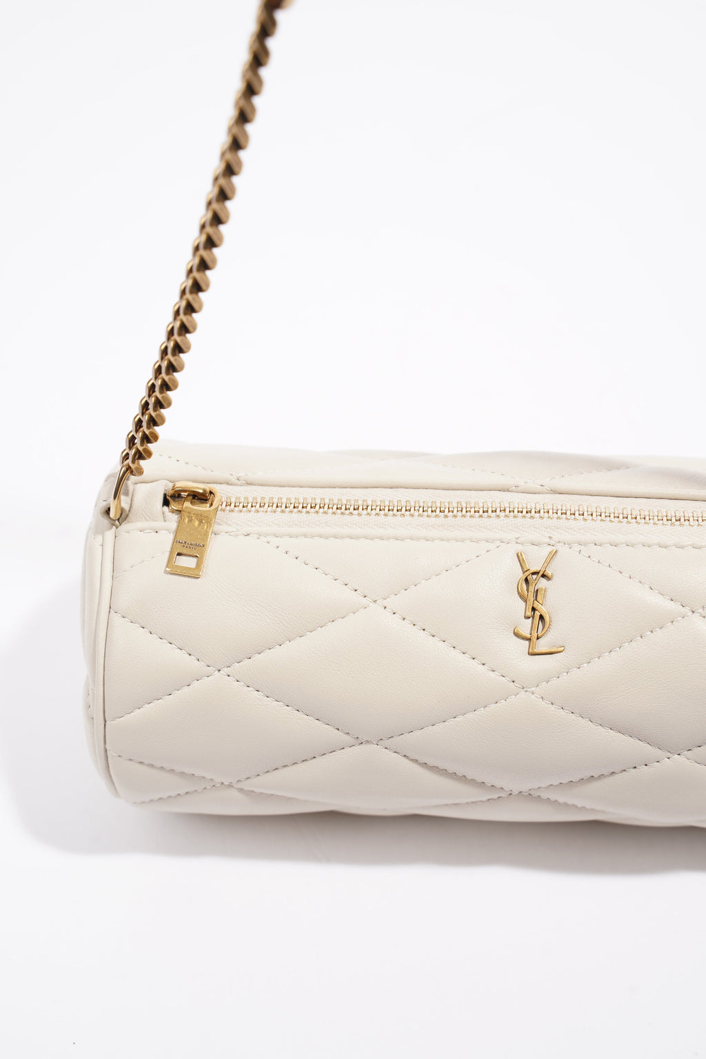 Saint Laurent Sade Tube Mini White Lambskin Leather