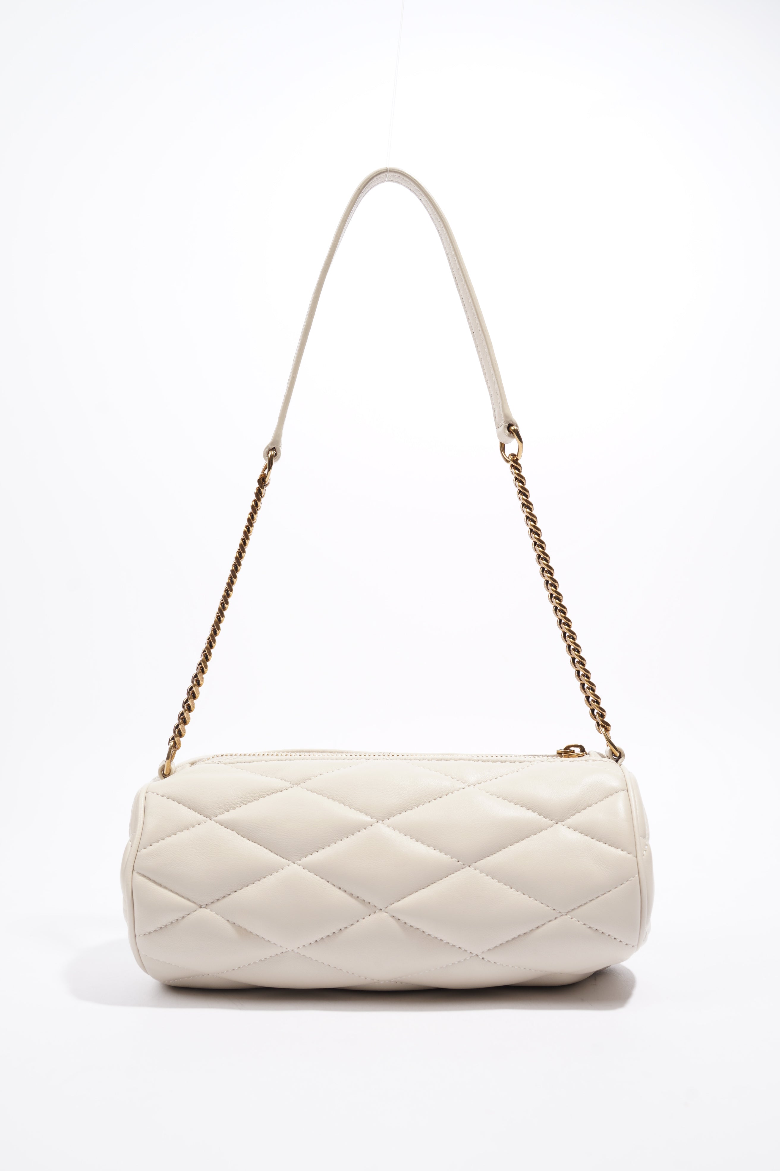 Saint Laurent Sade Tube Mini White Lambskin Leather