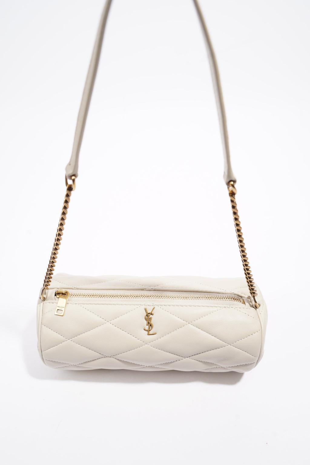 Saint Laurent Sade Tube Mini White Lambskin Leather