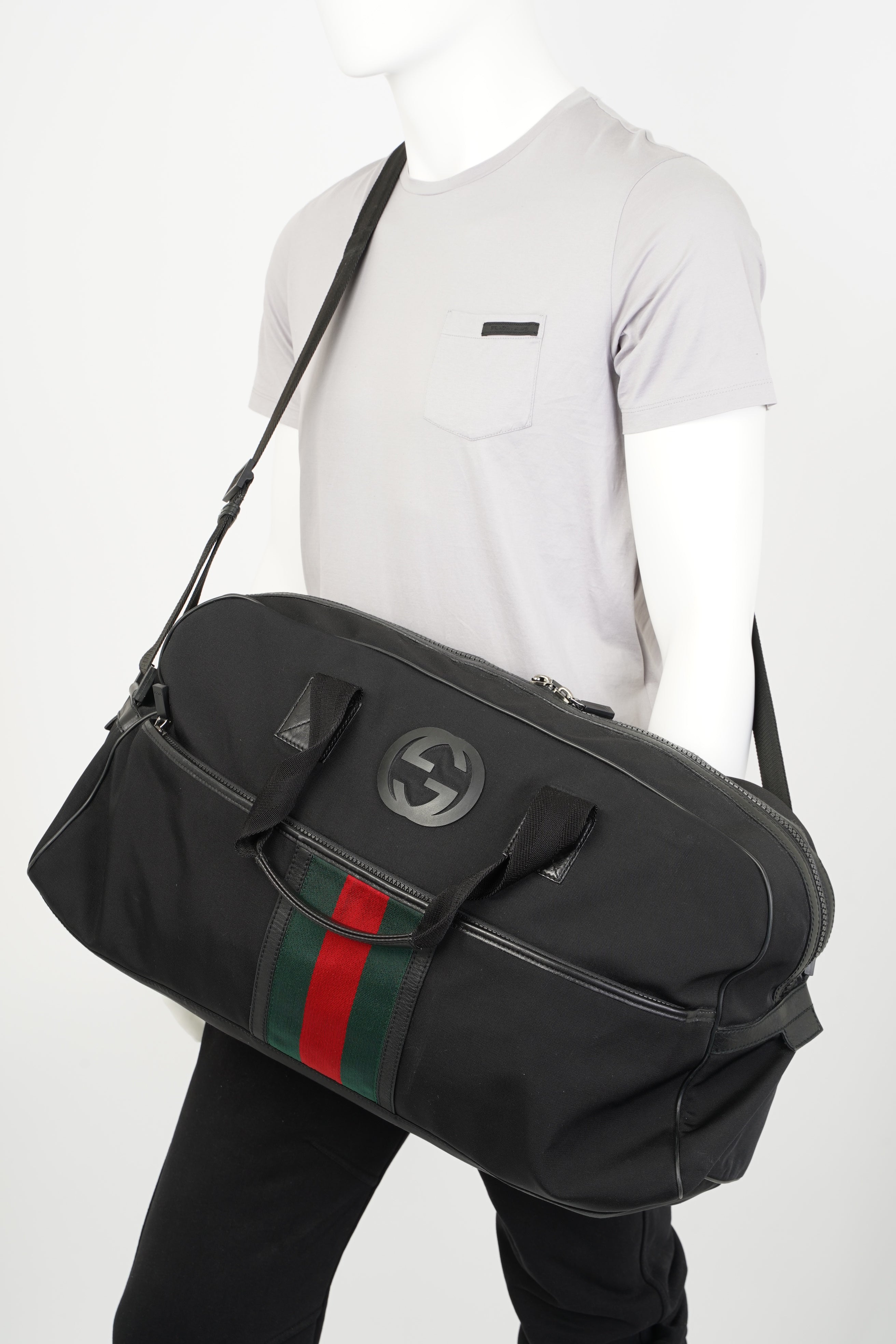 Gucci Parana Duffle Bag Black Canvas Large