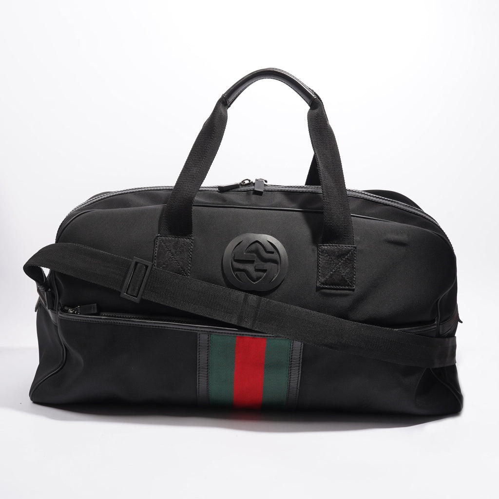 Gucci Parana Duffle Bag Black Canvas Large
