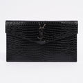 Saint Laurent Crocodile Embossed Uptown Black Calfskin Leather