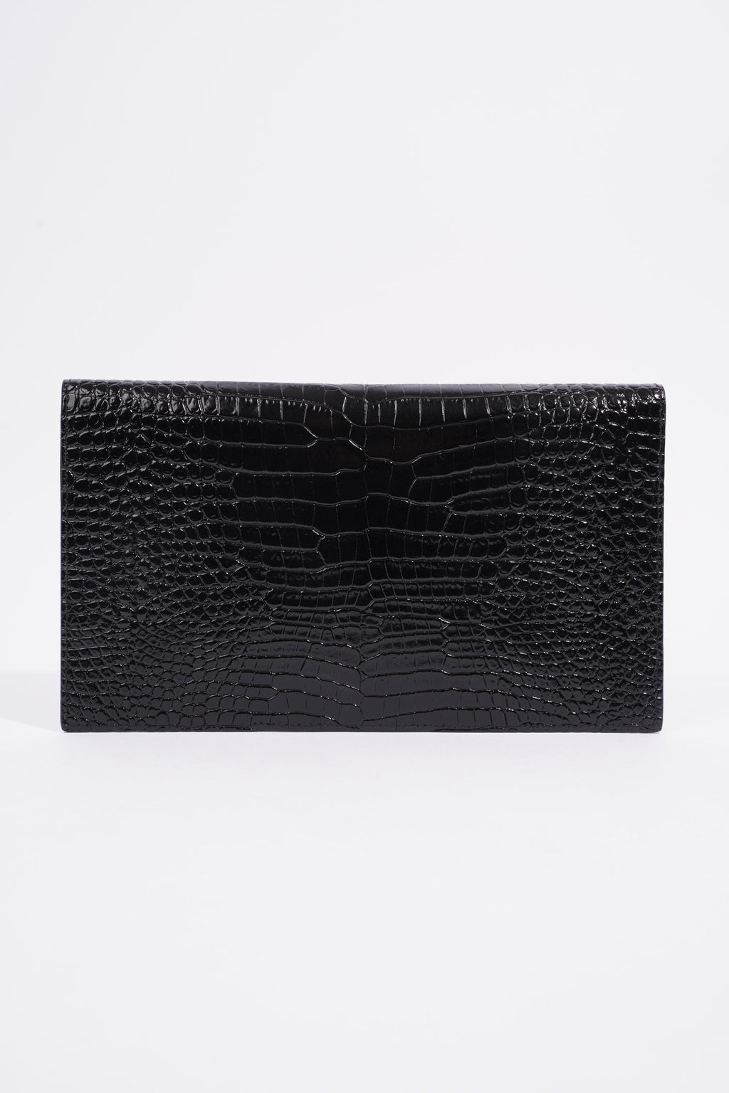 Saint Laurent Crocodile Embossed Uptown Black Calfskin Leather