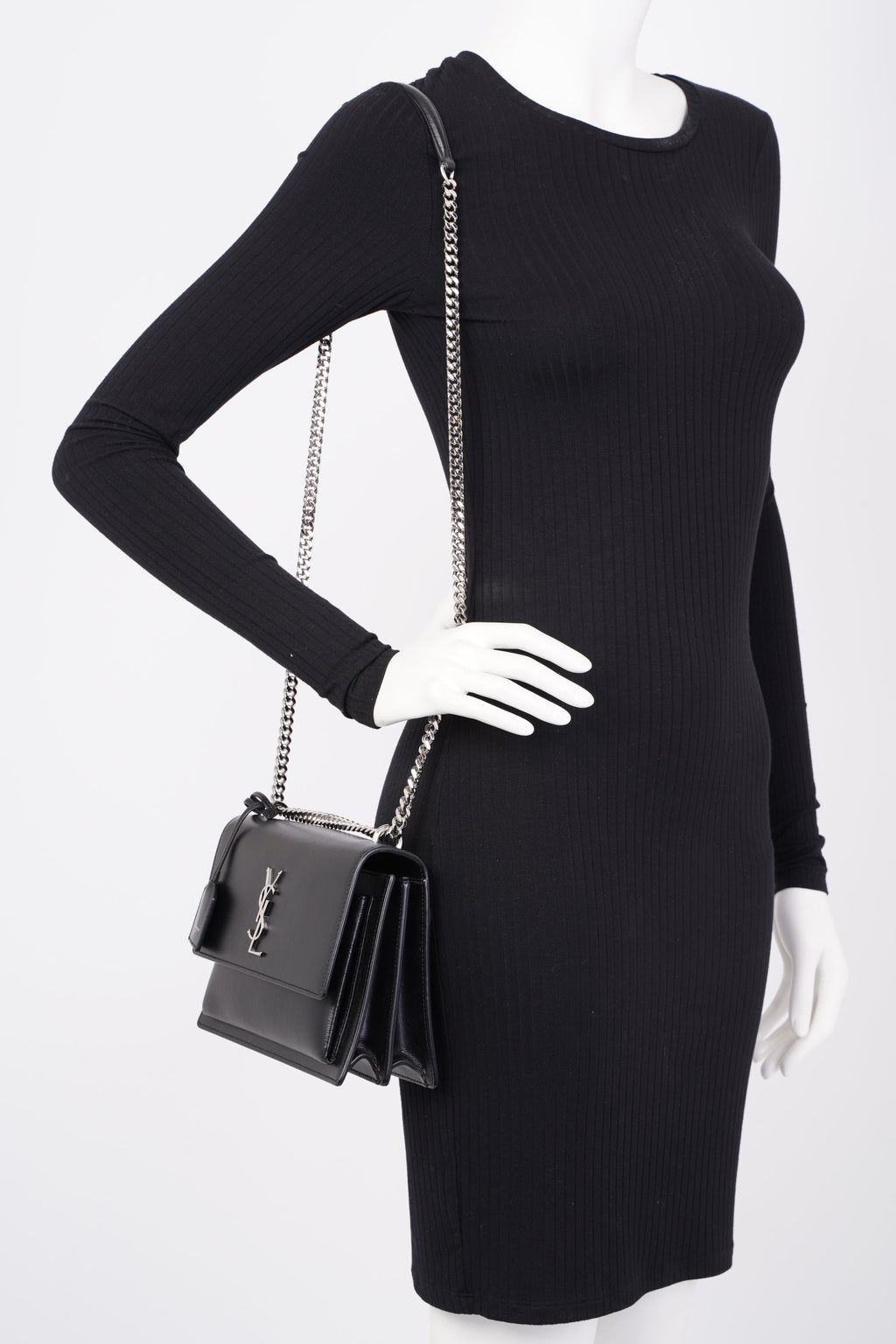 Saint Laurent Sunset Black Leather Medium
