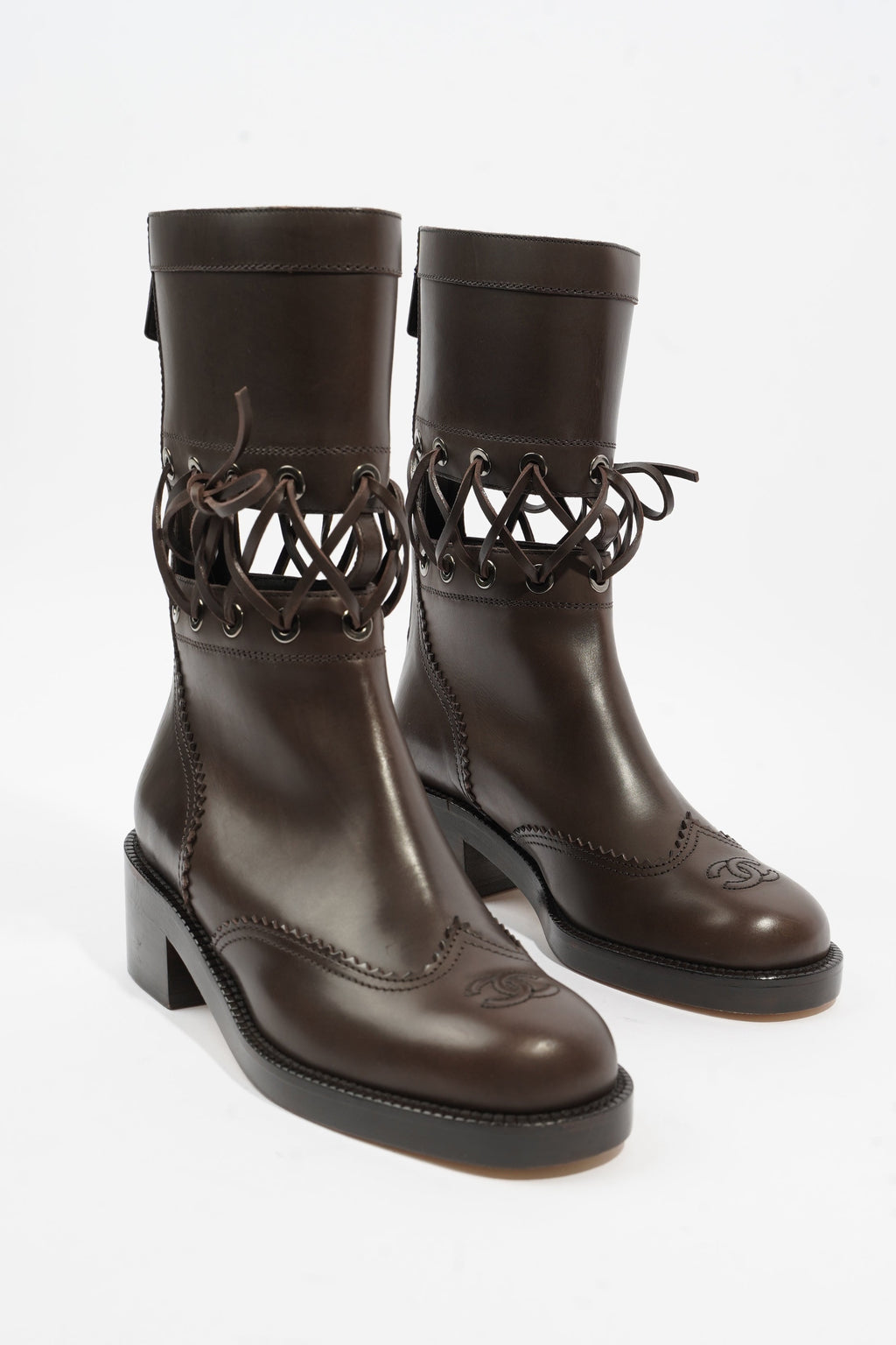 Chanel Short Boots Black Calfskin Leather EU 37 UK 4
