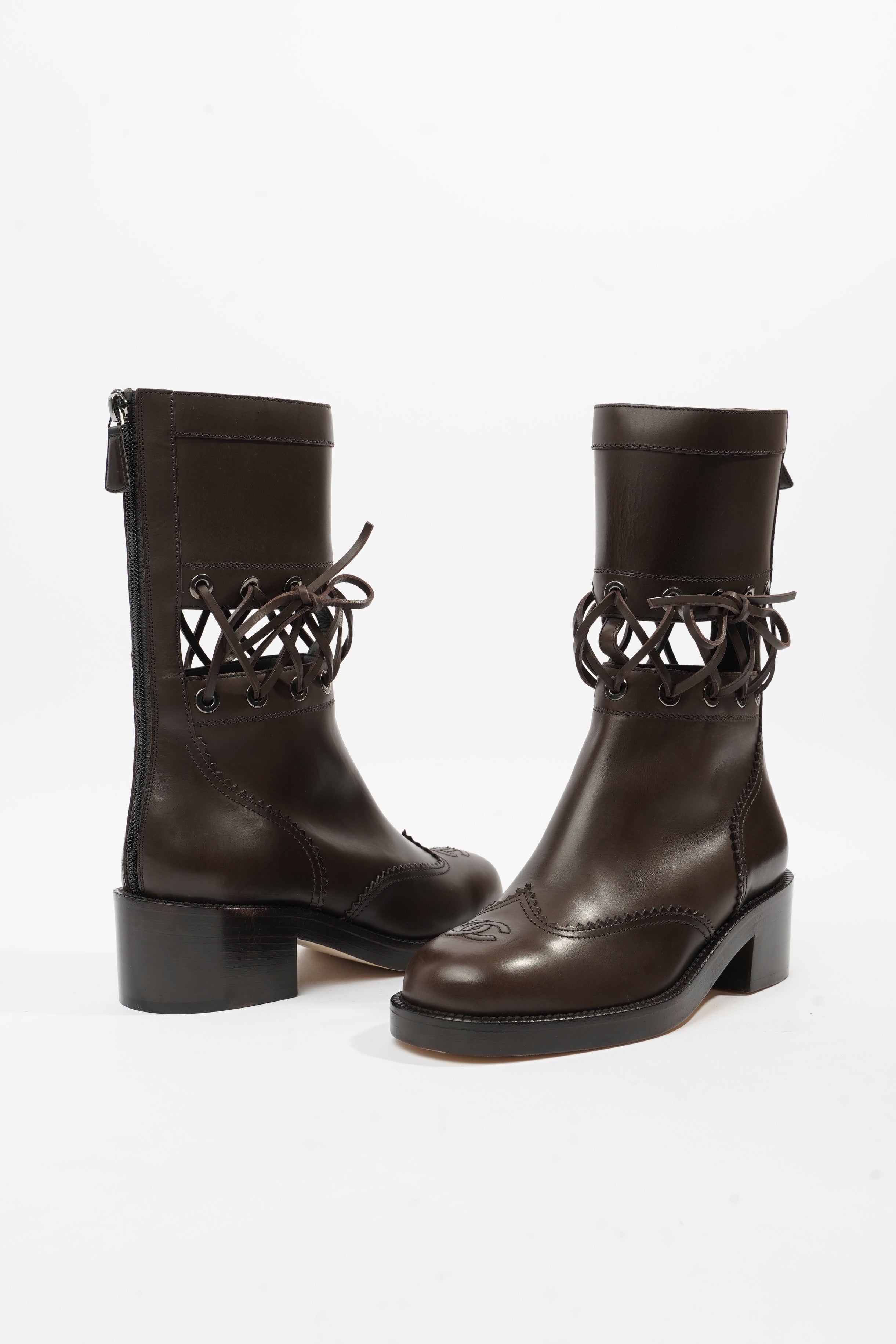 Chanel Short Boots Black Calfskin Leather EU 37 UK 4
