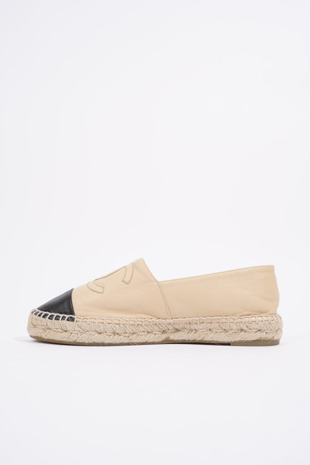 Chanel CC Espadrilles Beige / Black Leather EU 38 UK 5