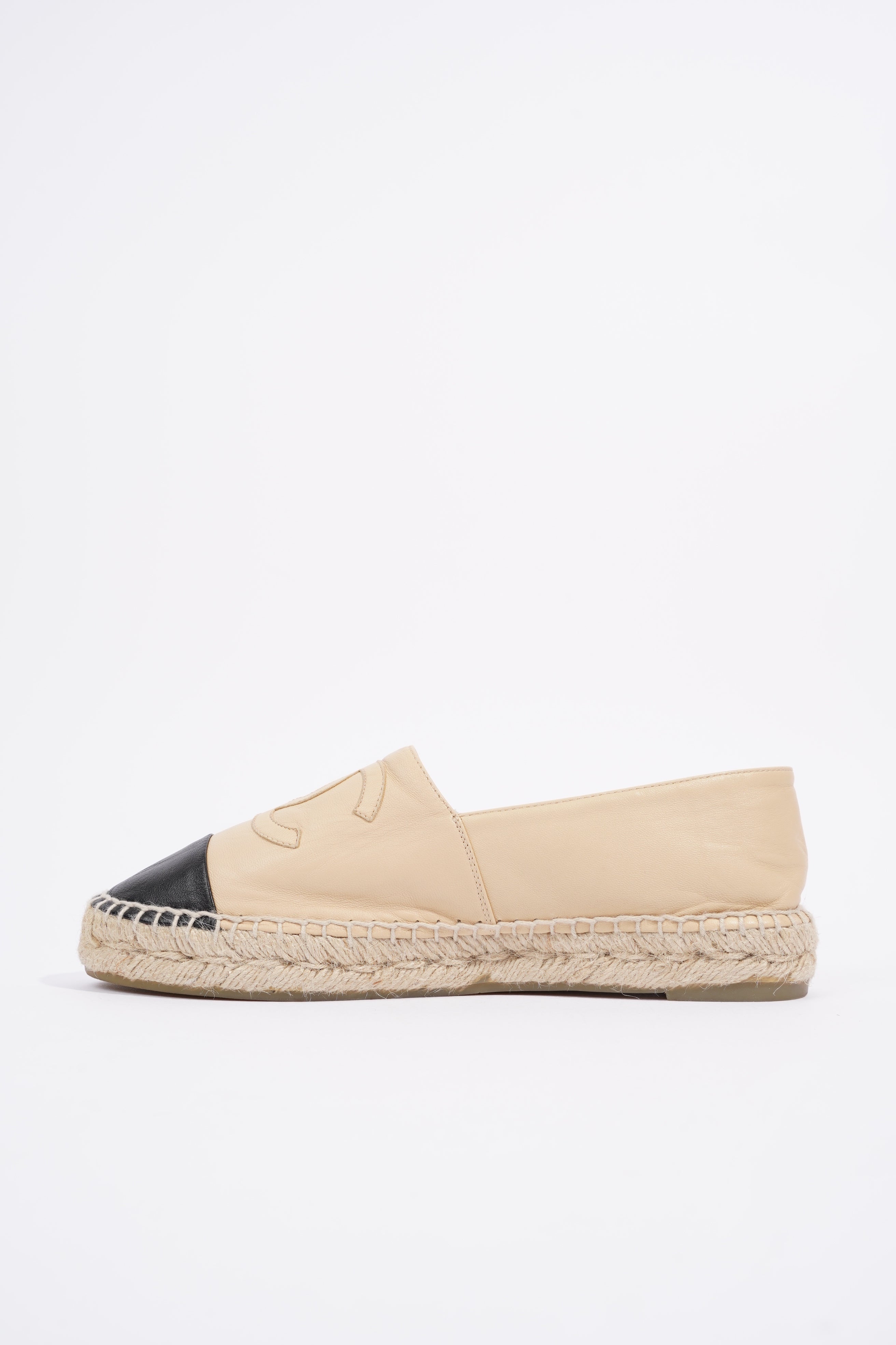 Chanel CC Espadrilles Beige / Black Leather EU 38 UK 5
