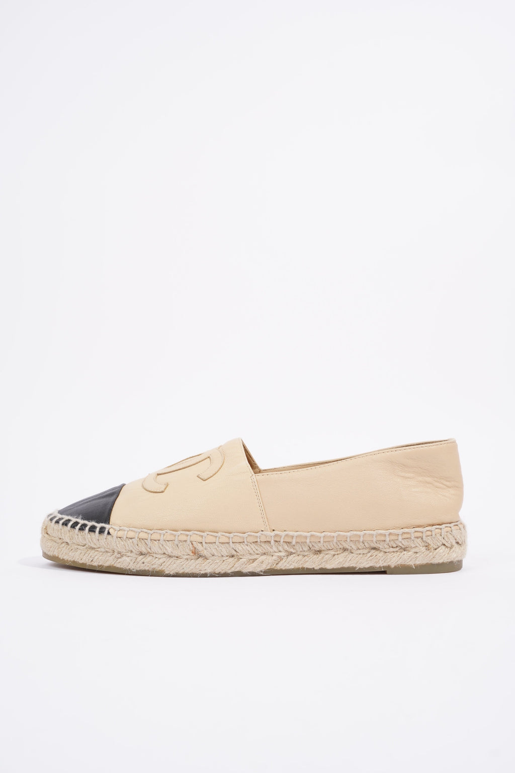 Chanel CC Espadrilles Beige / Black Leather EU 38 UK 5