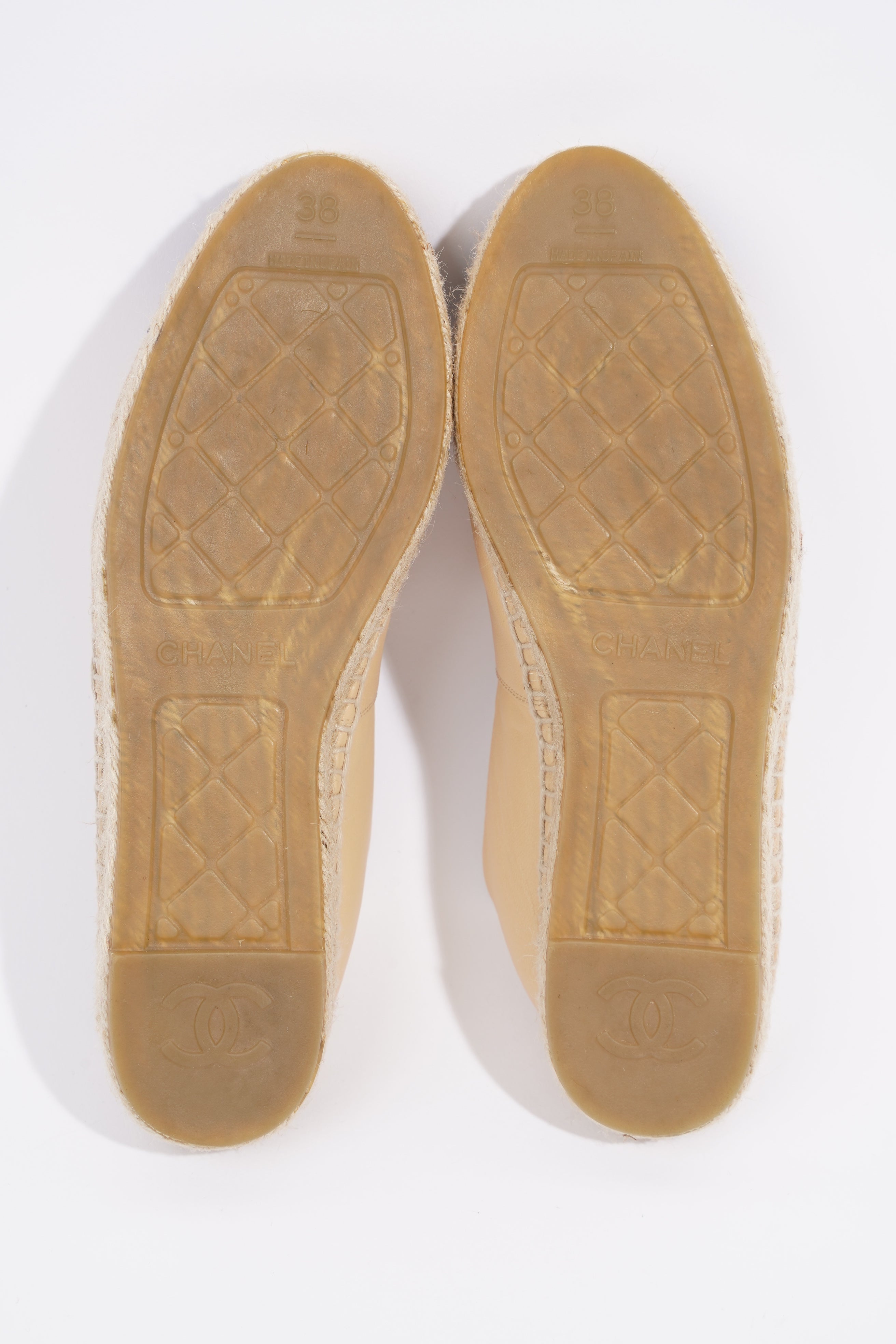 Chanel CC Espadrilles Beige / Black Leather EU 38 UK 5