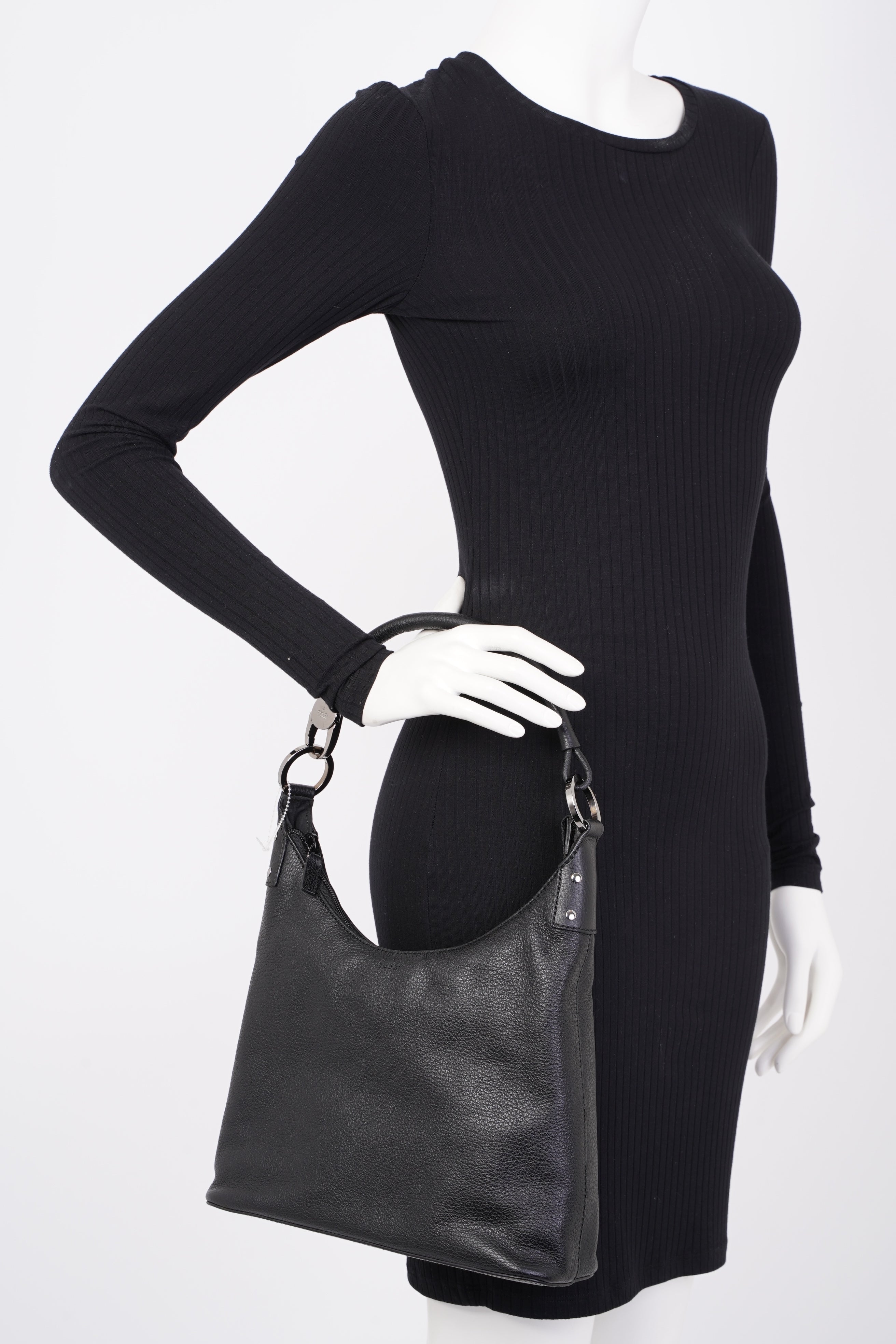 Gucci Hobo Black Grained Leather
