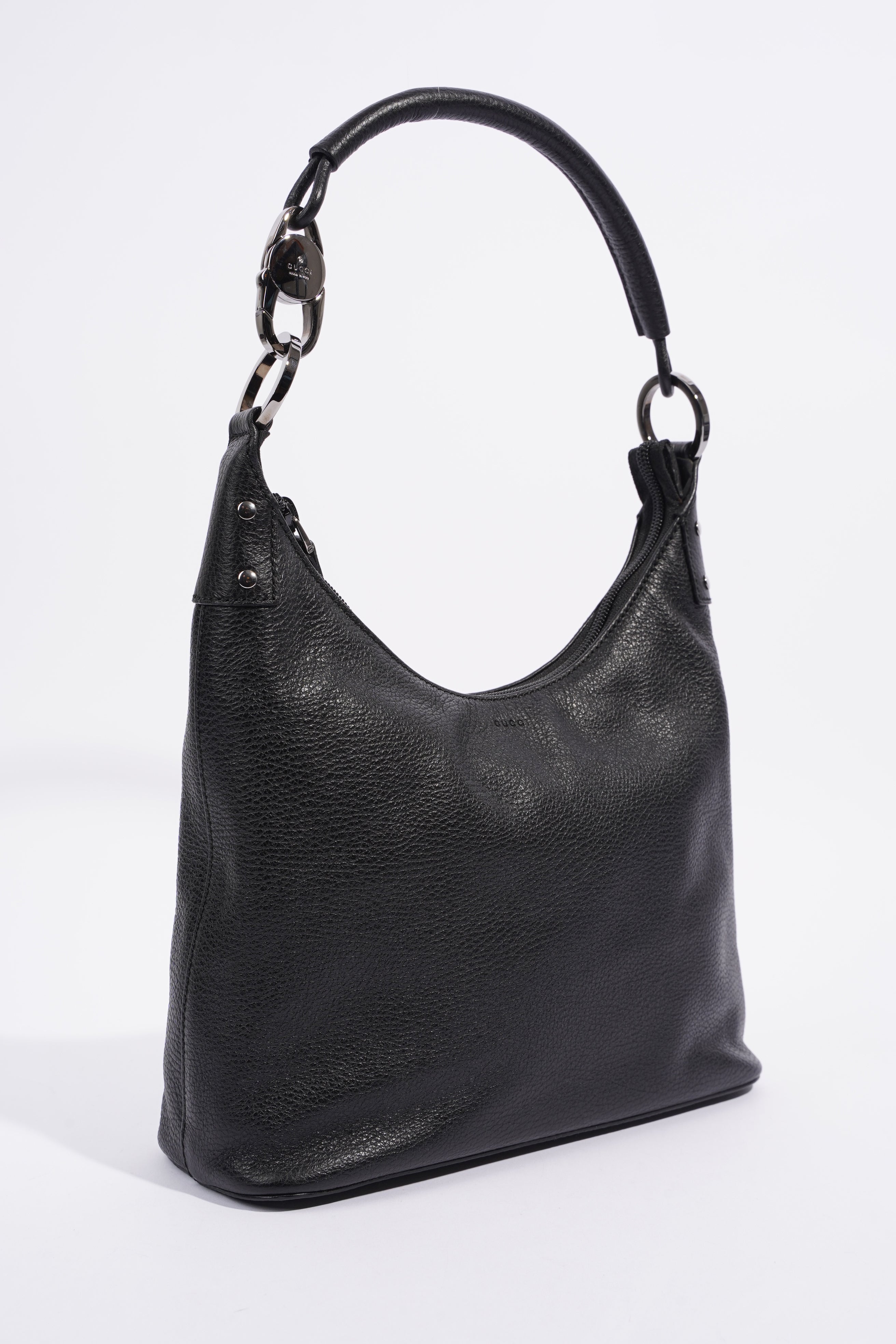 Gucci Hobo Black Grained Leather