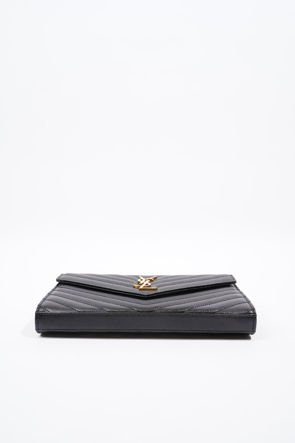 Saint Laurent Cassandre Chain Wallet Black Leather