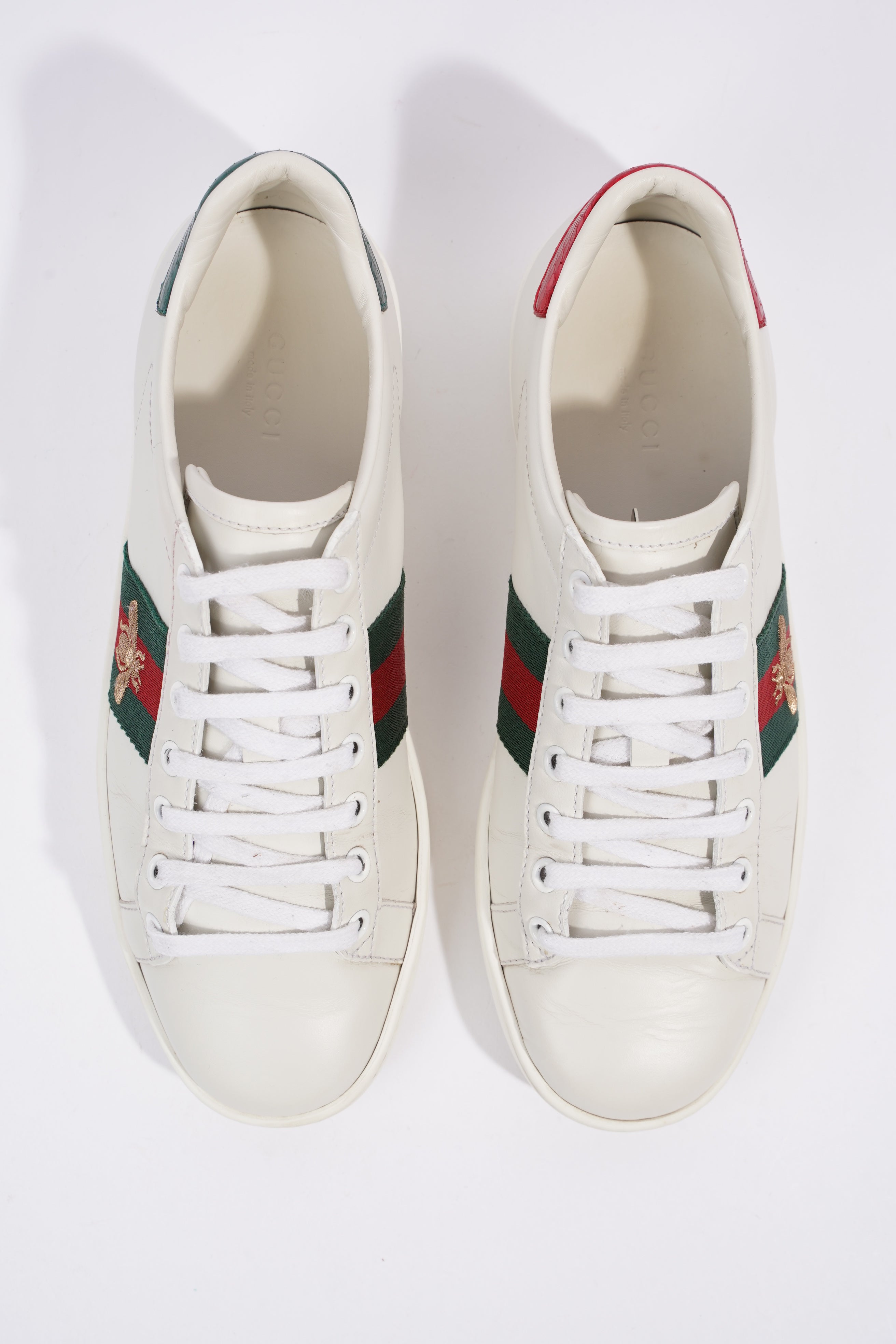 Gucci Ace Embroidered Bee White / Red / Green Leather EU 36.5 UK 3.5