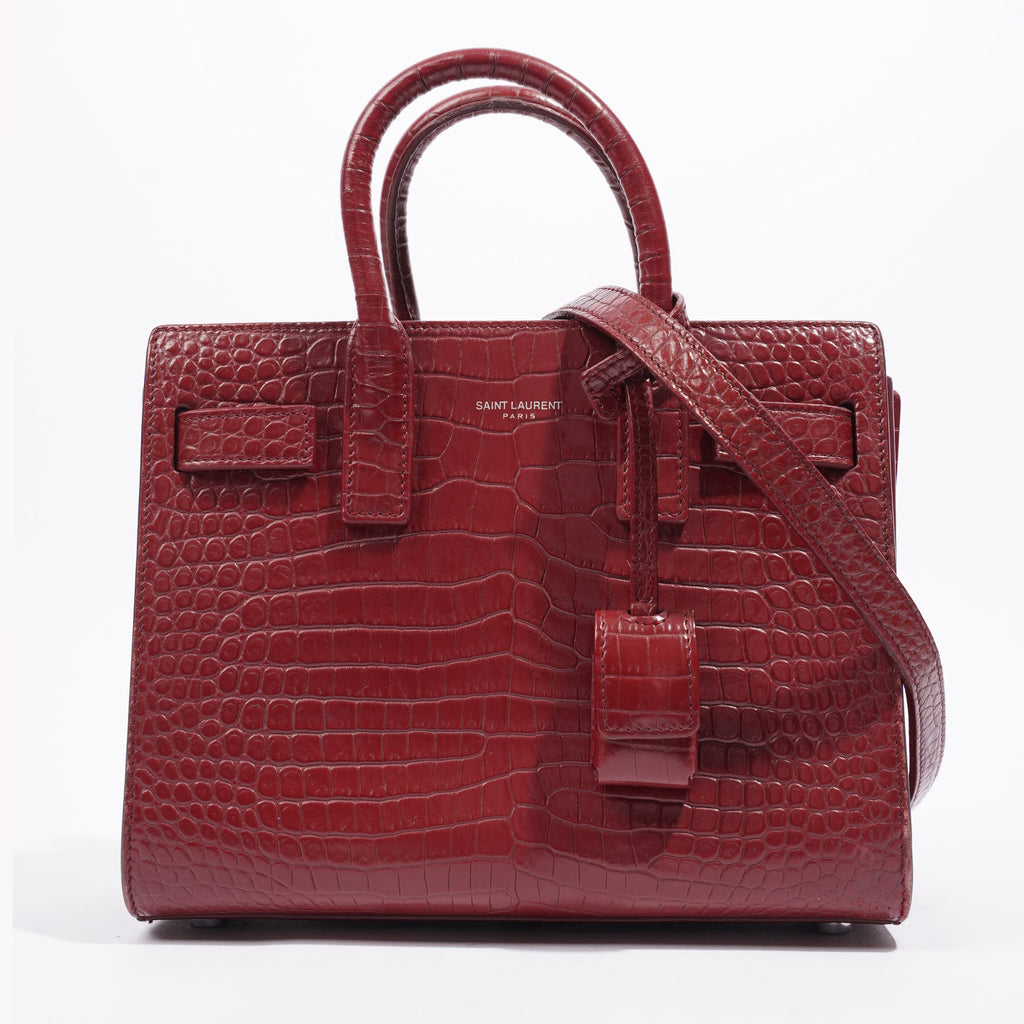 Saint Laurent Sac De Jour Nano Burgundy Embossed Leather