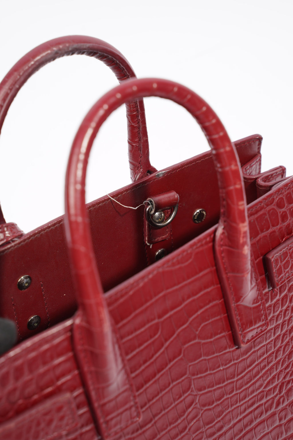 Saint Laurent Sac De Jour Nano Burgundy Embossed Leather