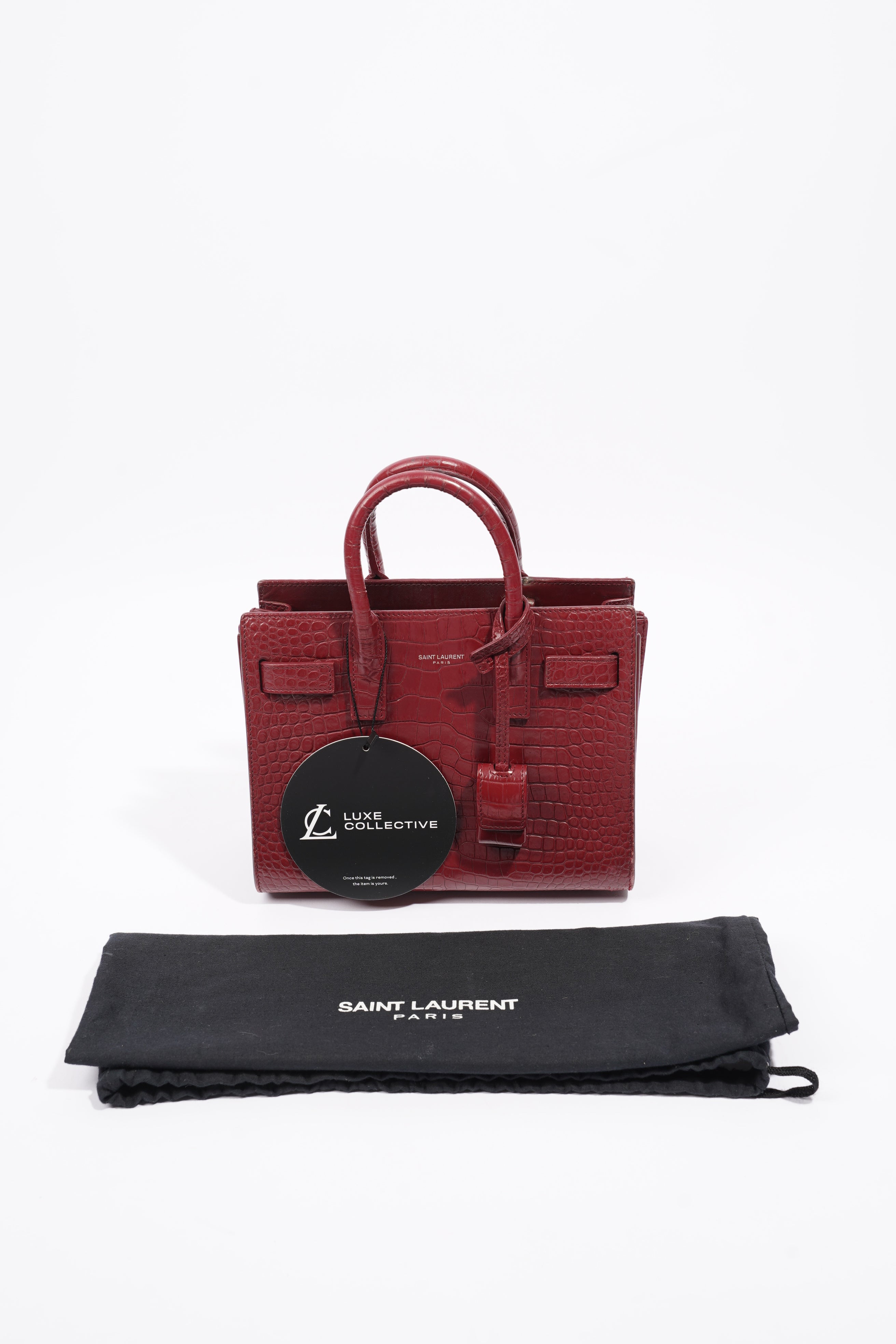 Saint Laurent Sac De Jour Nano Burgundy Embossed Leather