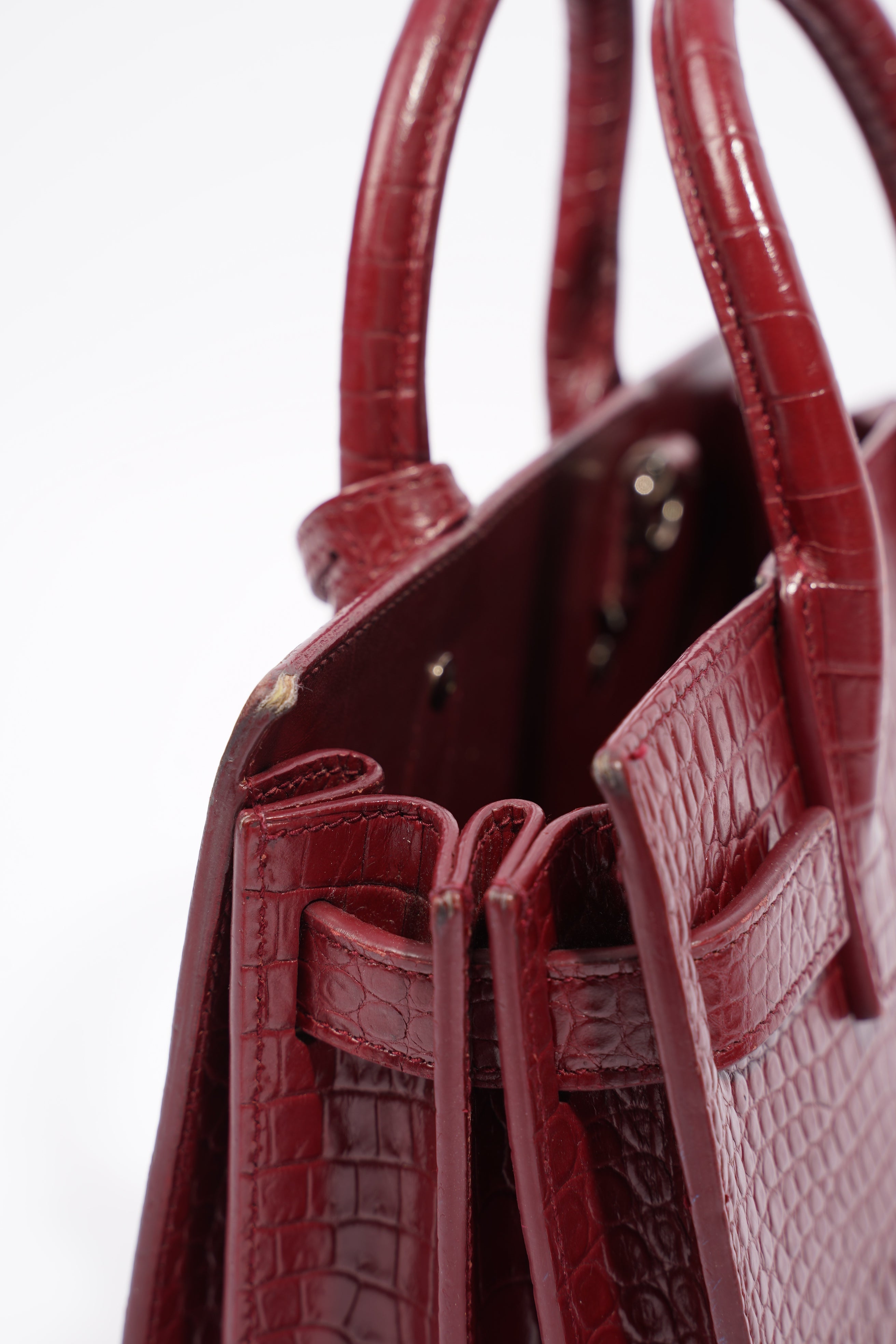 Saint Laurent Sac De Jour Nano Burgundy Embossed Leather