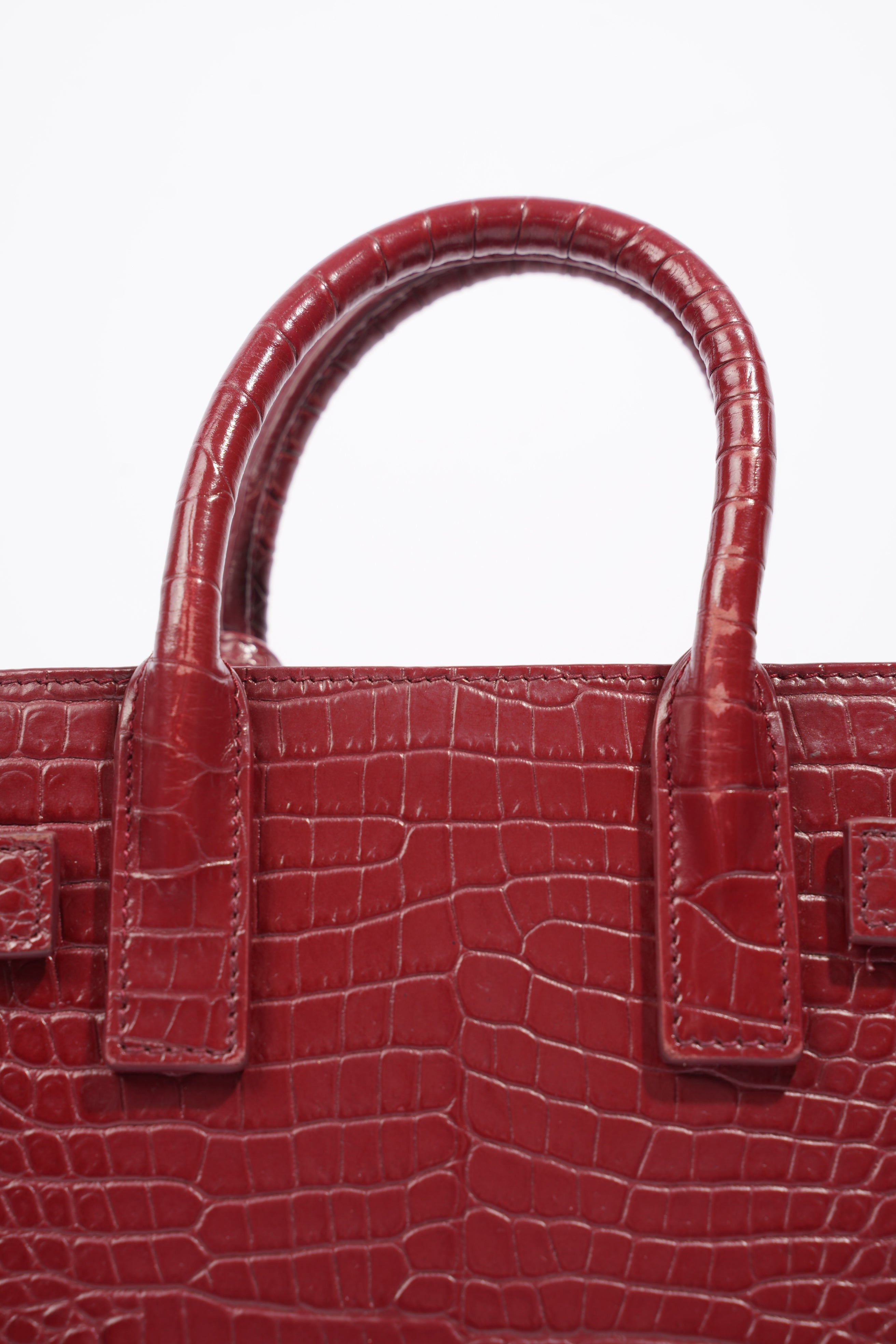 Saint Laurent Sac De Jour Nano Burgundy Embossed Leather