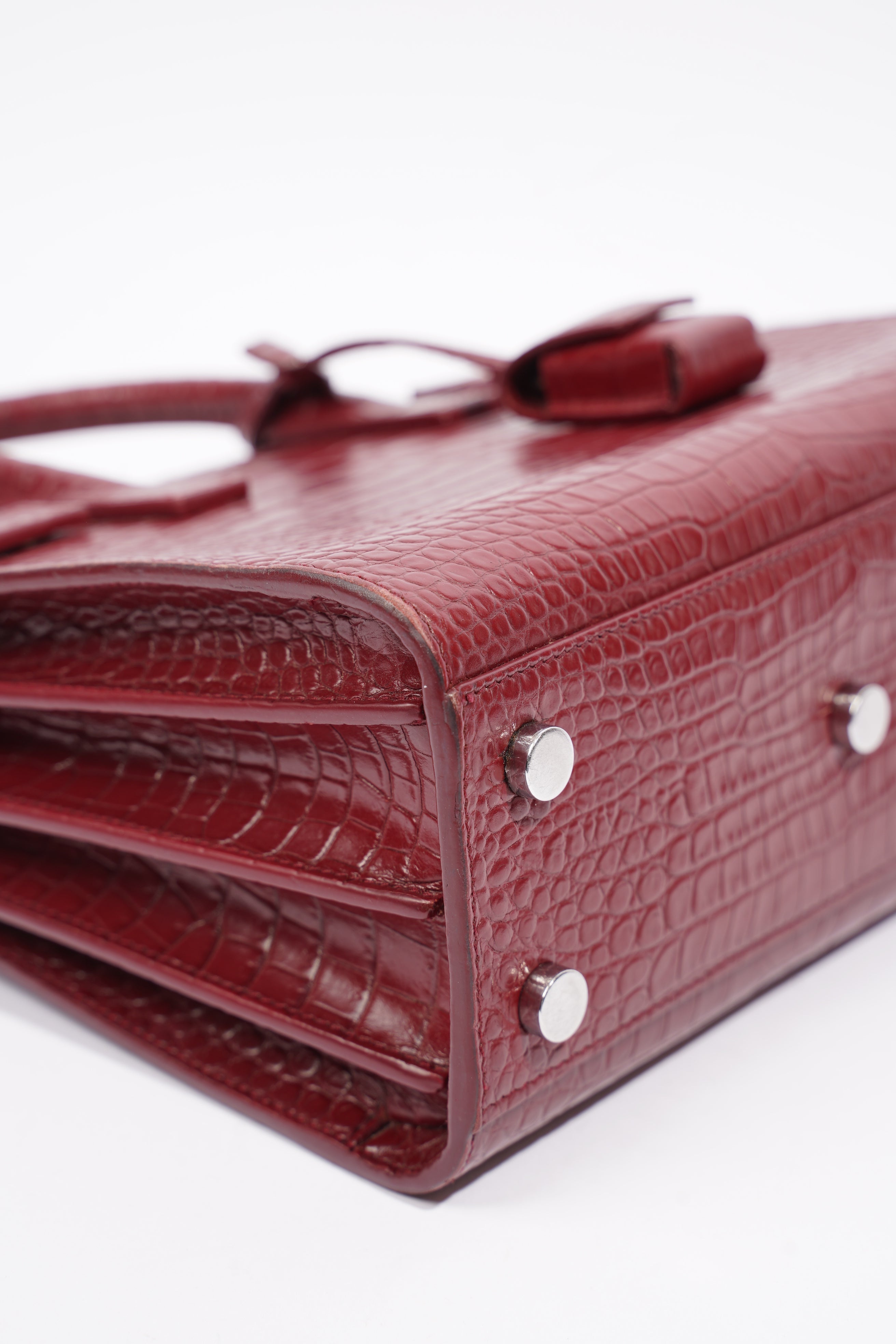 Saint Laurent Sac De Jour Nano Burgundy Embossed Leather
