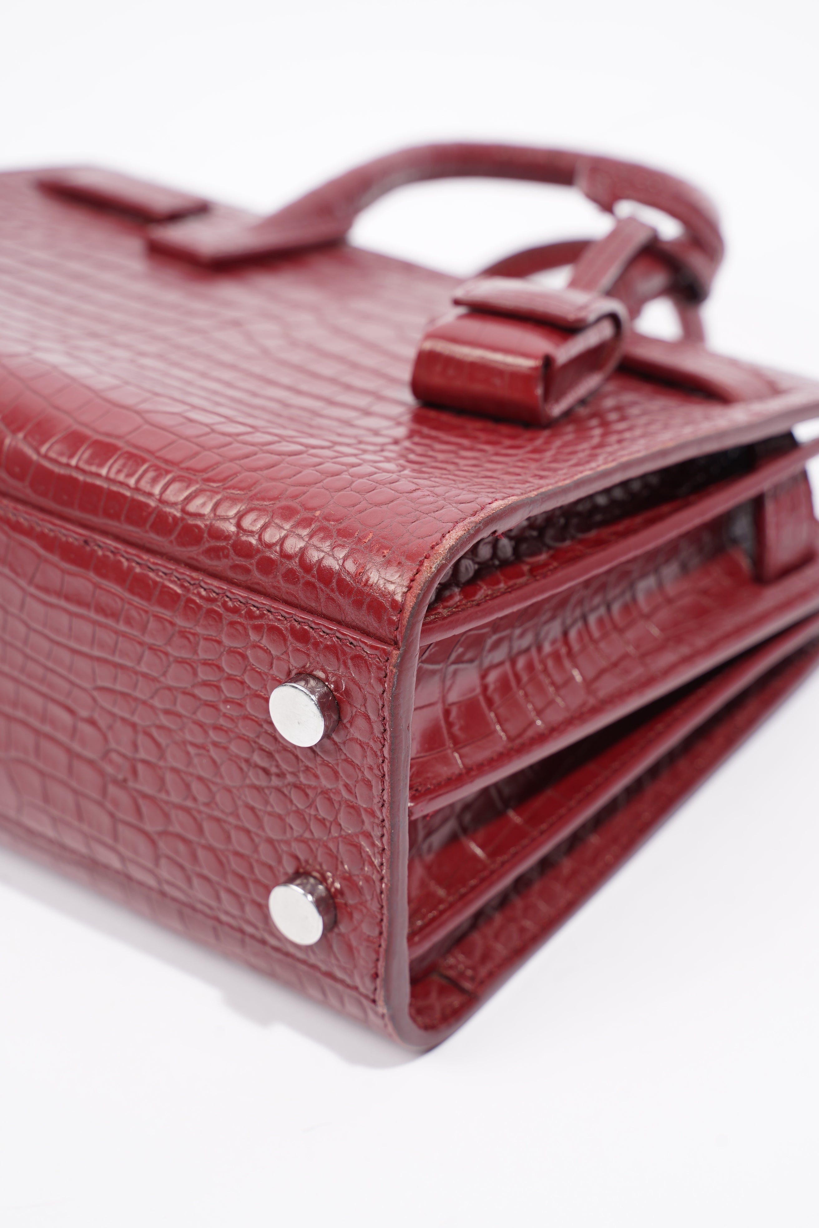 Saint Laurent Sac De Jour Nano Burgundy Embossed Leather