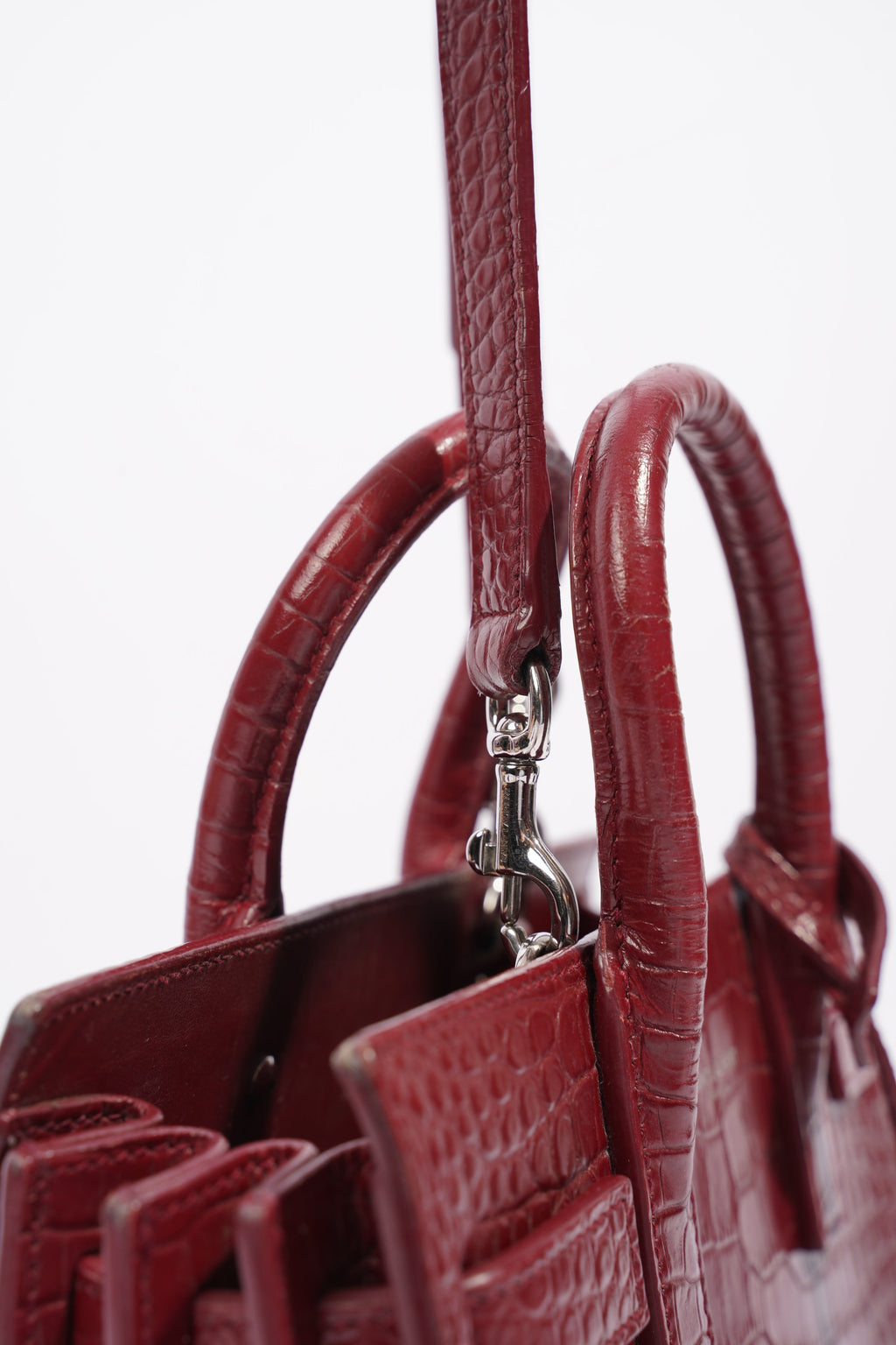 Saint Laurent Sac De Jour Nano Burgundy Embossed Leather
