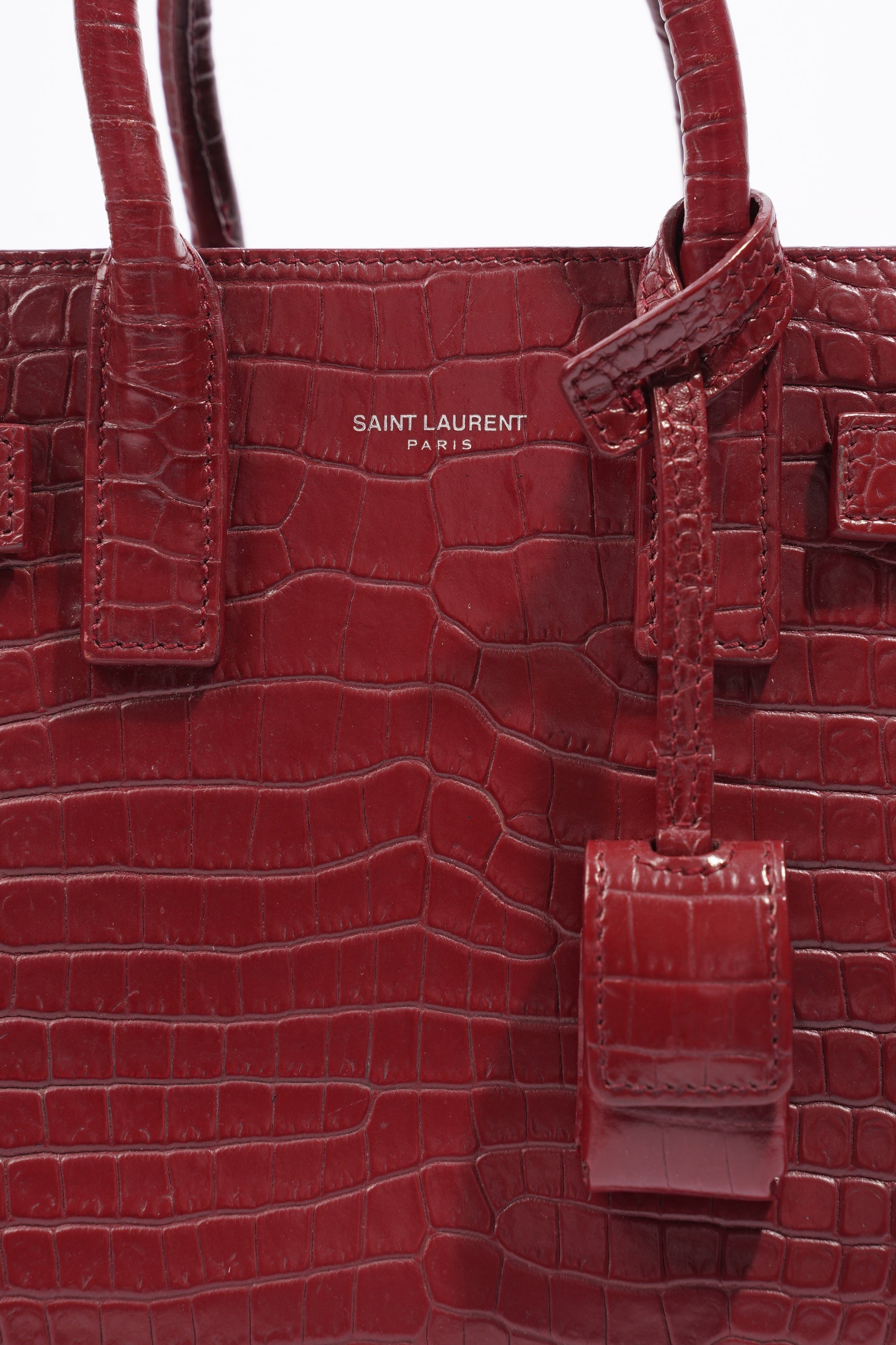 Saint Laurent Sac De Jour Nano Burgundy Embossed Leather