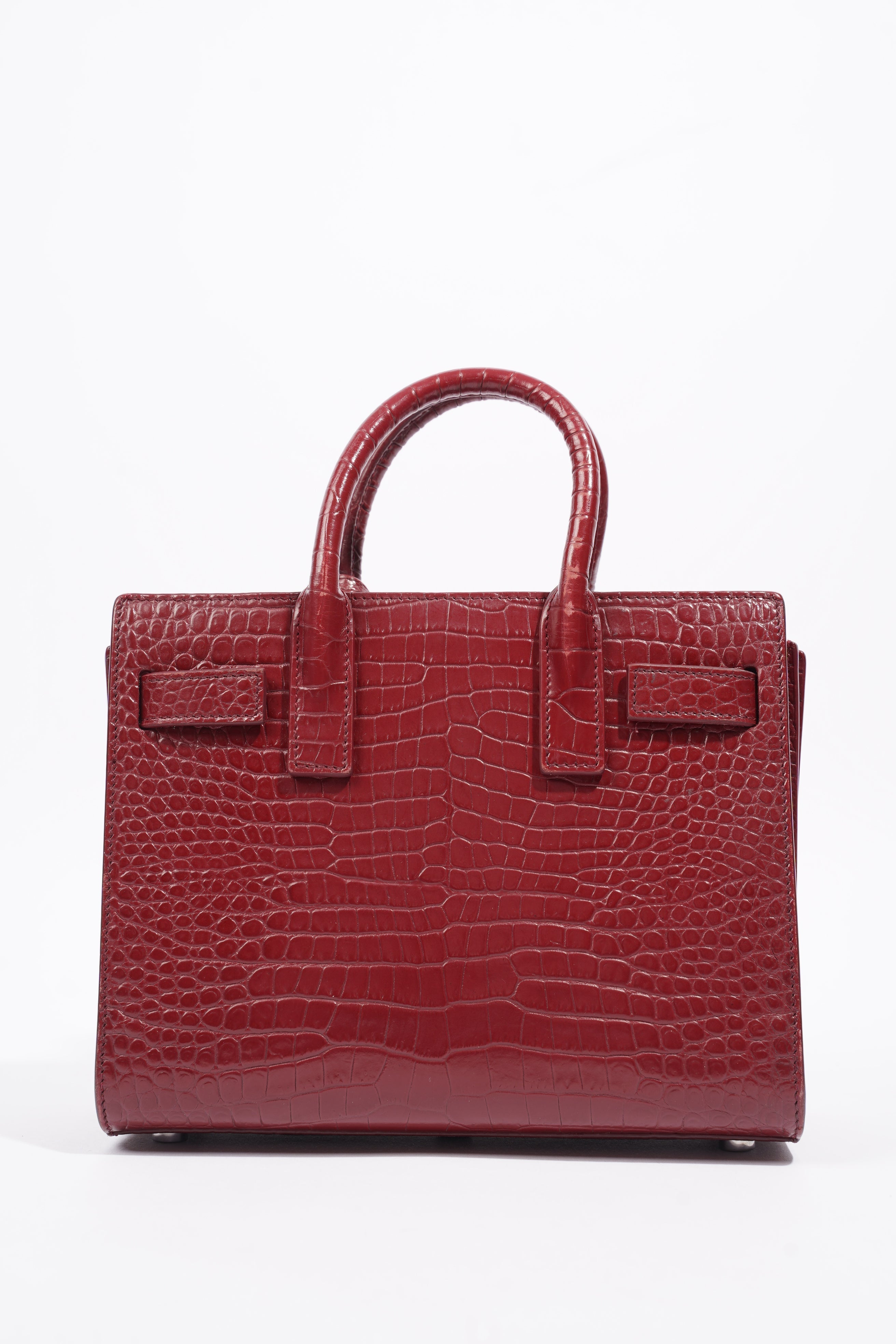 Saint Laurent Sac De Jour Nano Burgundy Embossed Leather