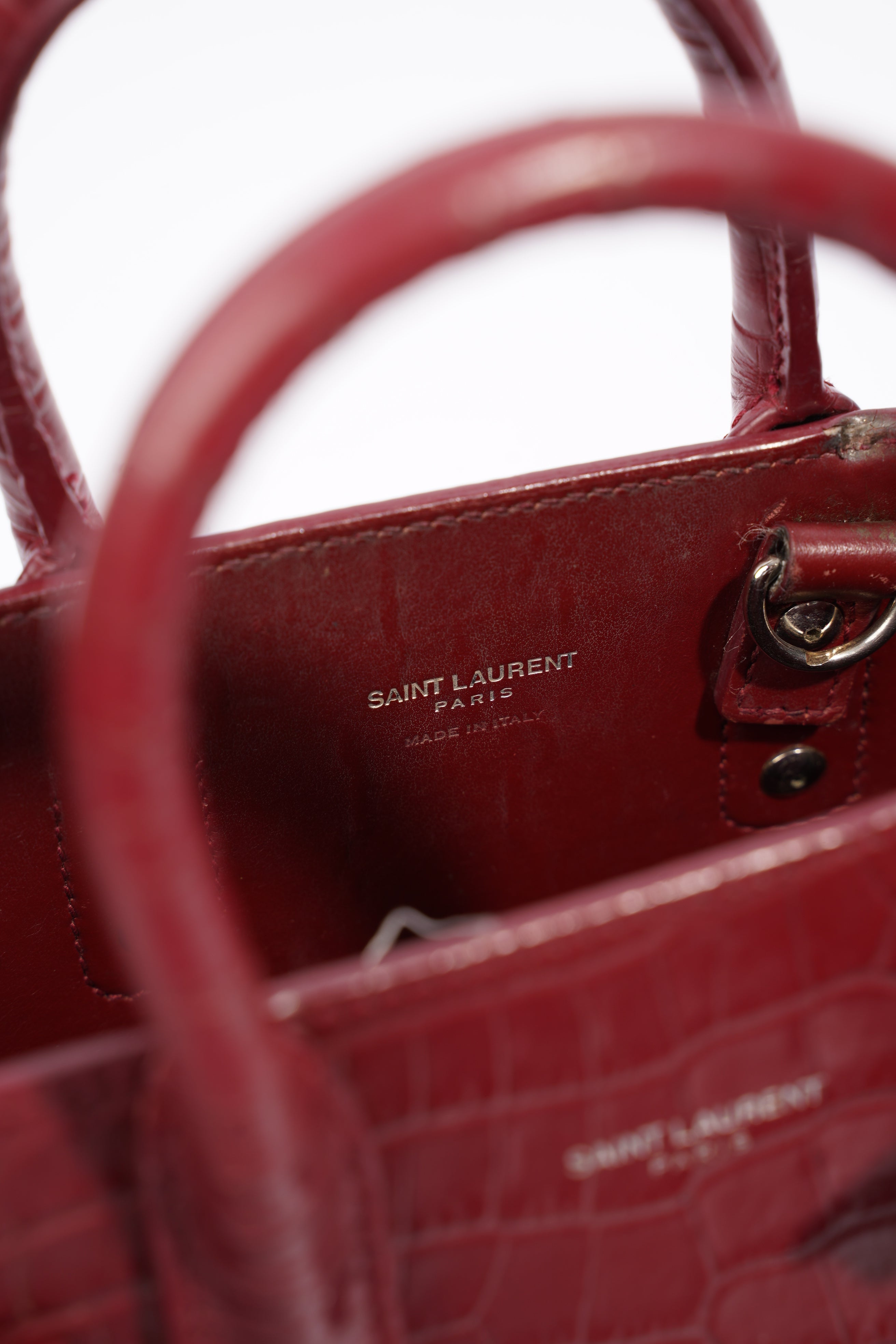 Saint Laurent Sac De Jour Nano Burgundy Embossed Leather
