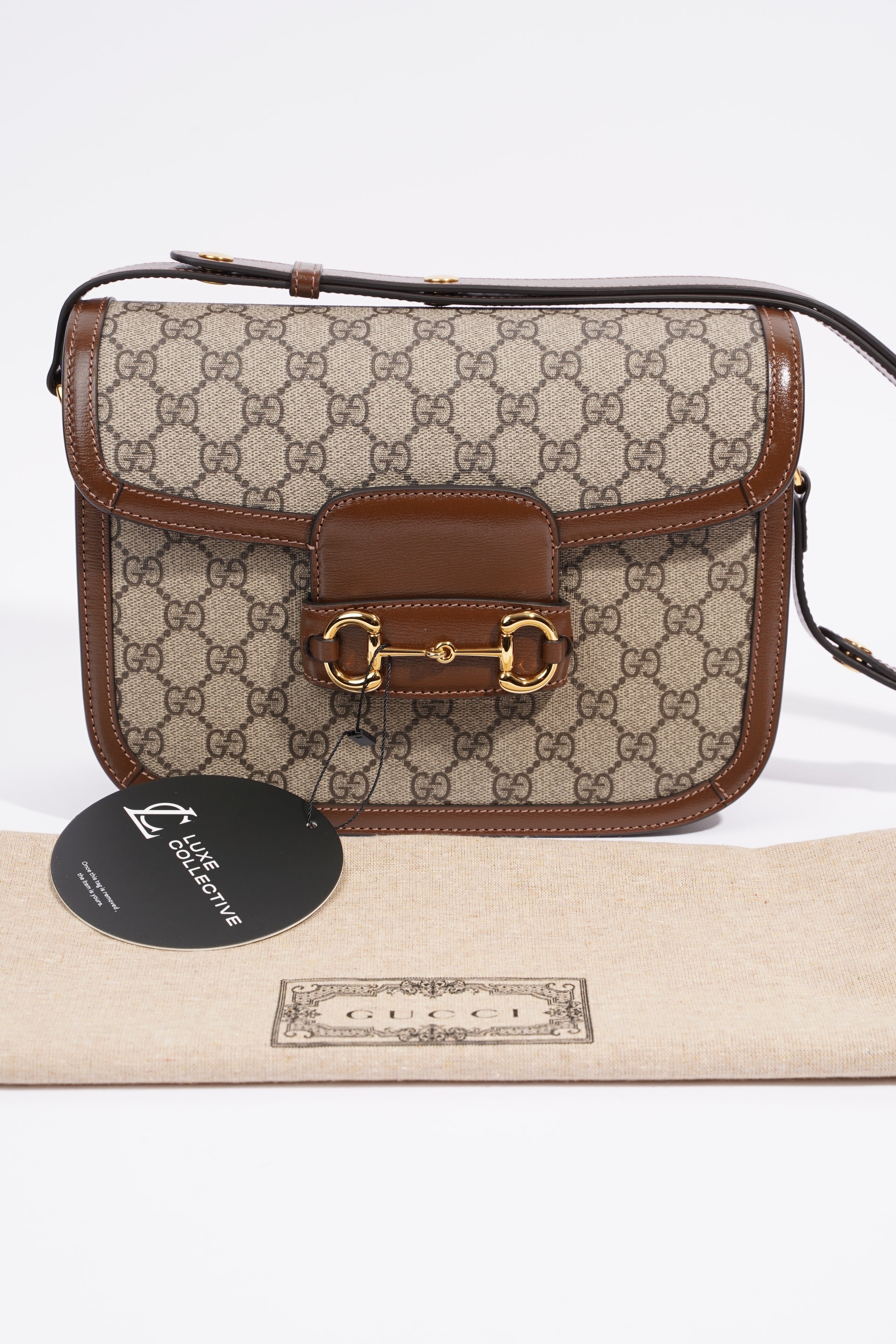 Gucci Horsebit 1955 Shoulder Bag Supreme / Brown Coated Canvas