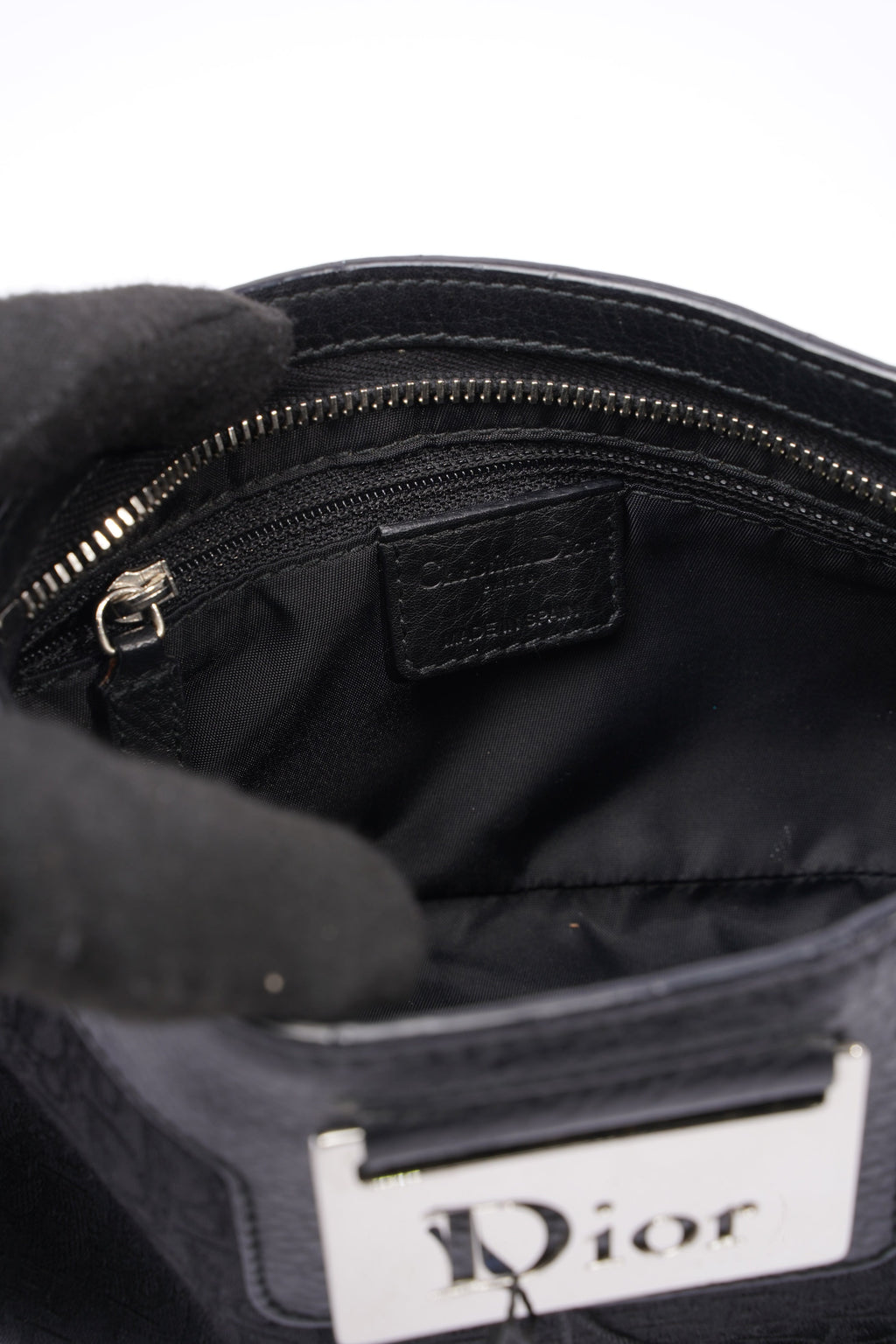 Christian Dior Shoulder Bag Black Jacquard Canvas