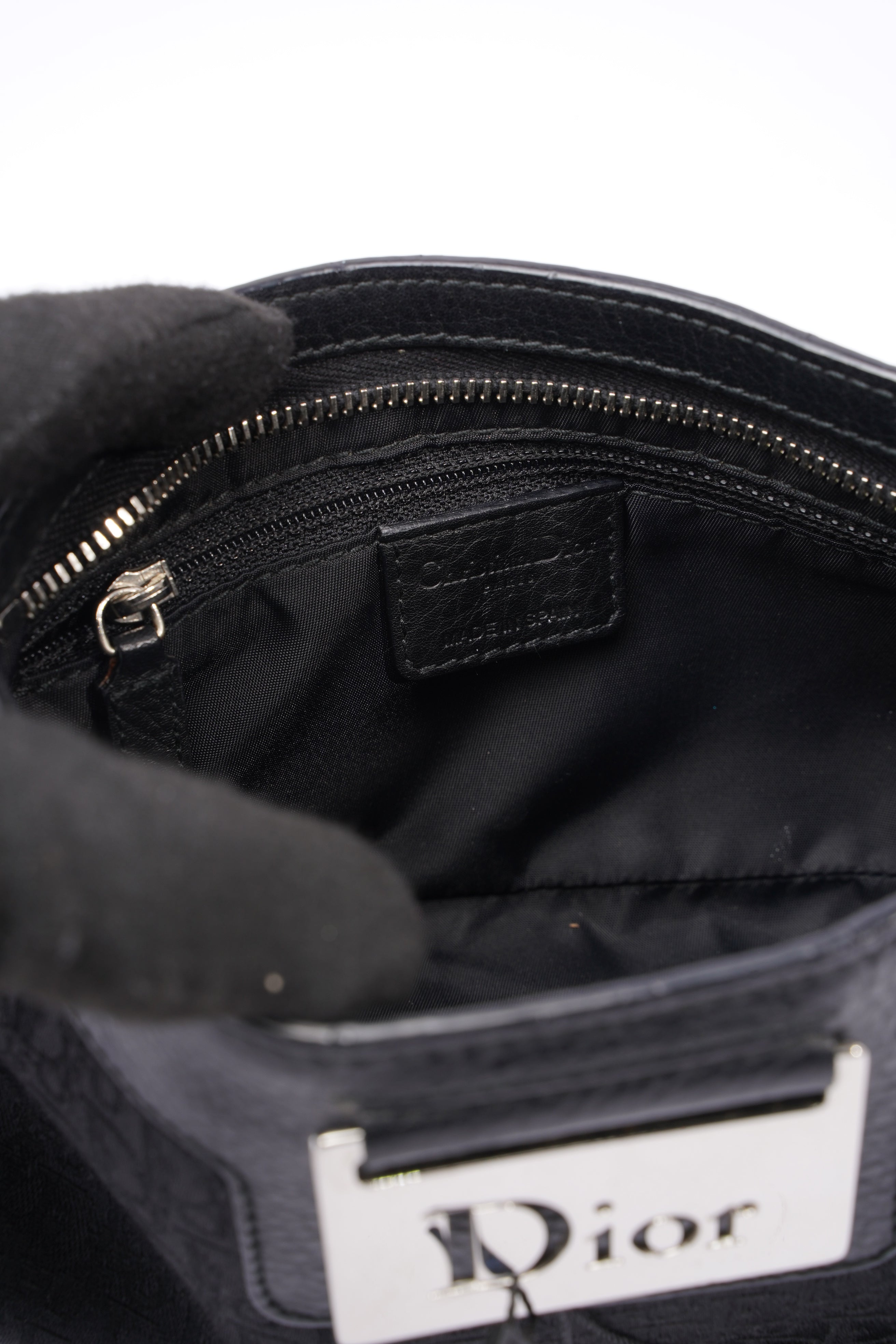 Christian Dior Shoulder Bag Black Jacquard Canvas