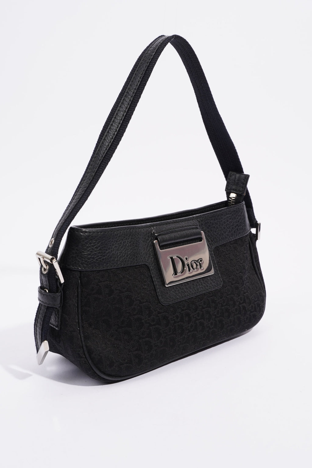 Christian Dior Shoulder Bag Black Jacquard Canvas